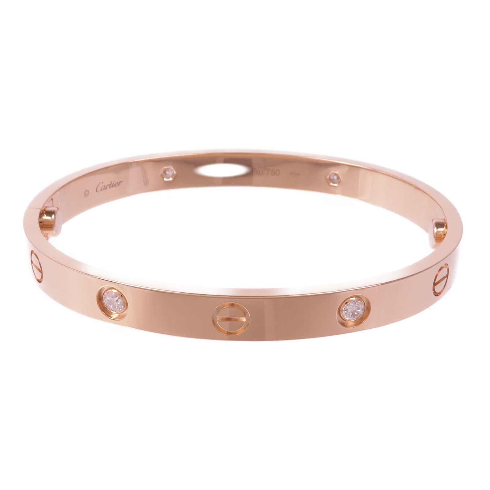 CARTIER 18K玫瑰金Love Bracelet 4 Diamonds鑽石手鐲Cartier#17