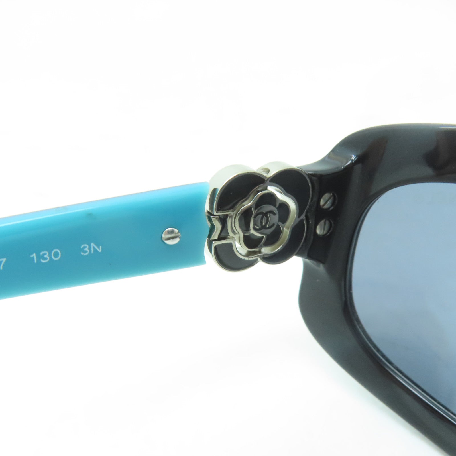CHANEL 【激減優惠】金屬/PVC Sunglasses太陽眼鏡黑色/綠松石色