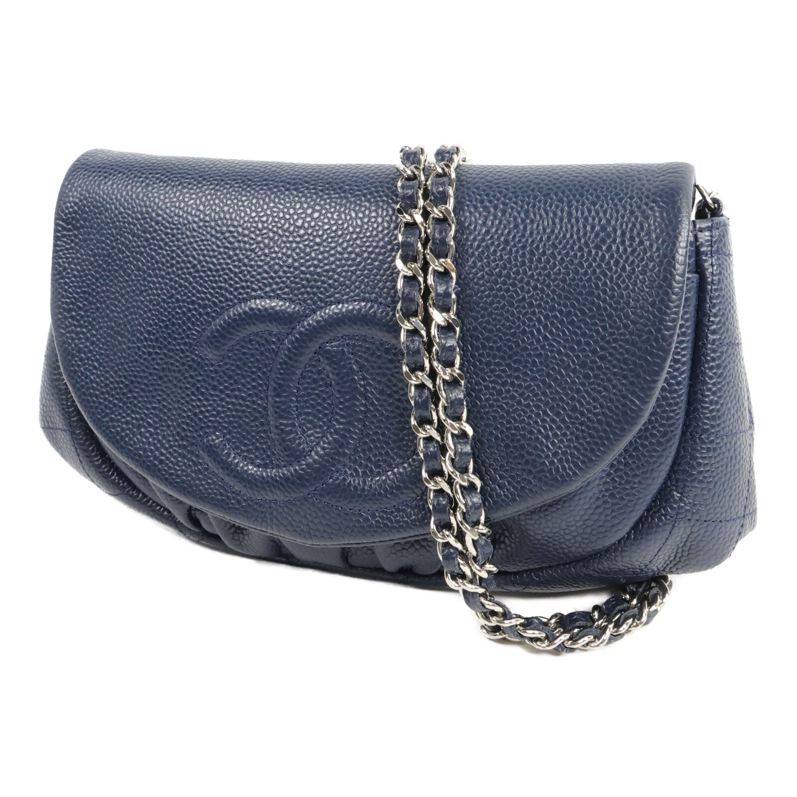 CHANEL 牛皮皮革Half Moon WOC鏈帶肩背袋