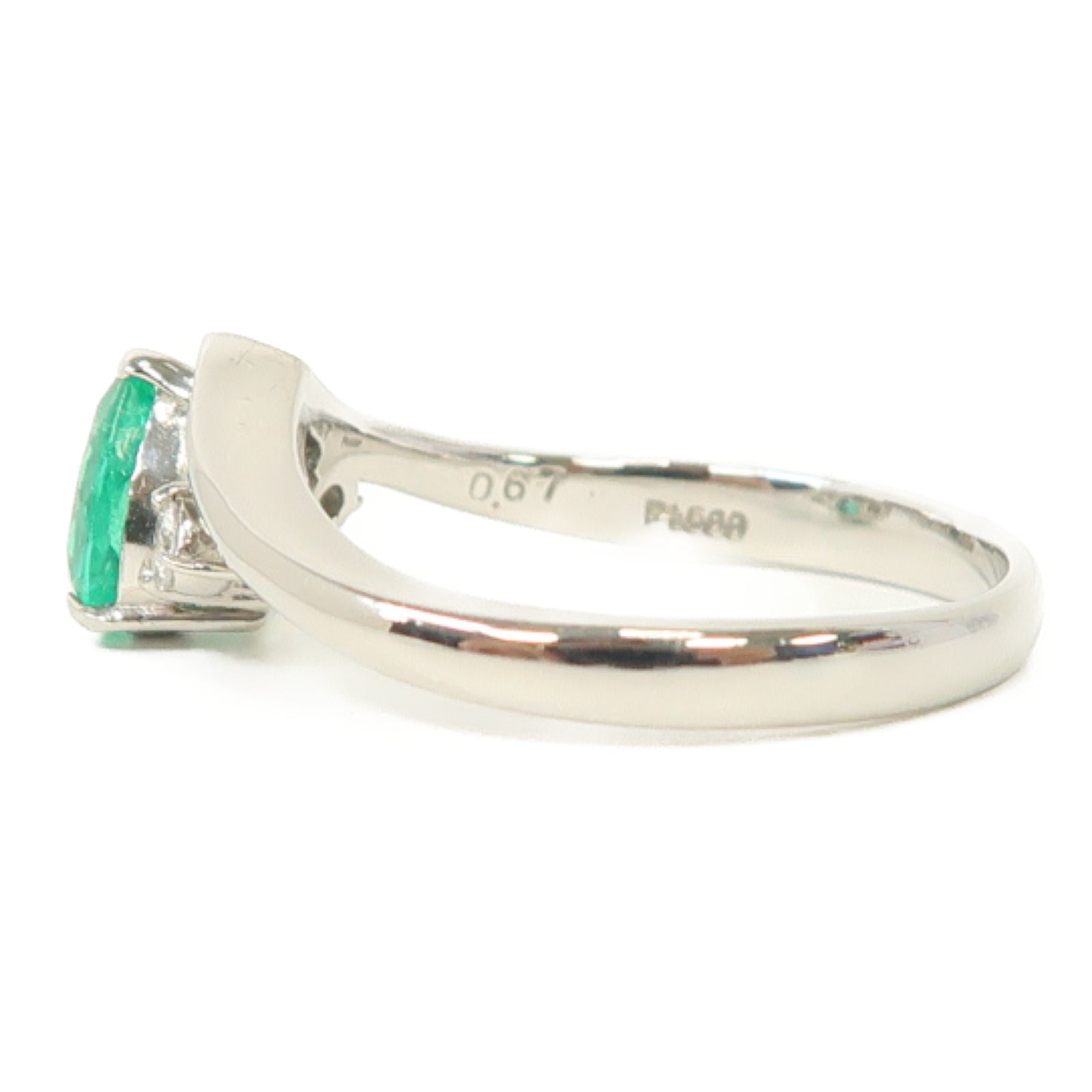 JEWELRY 【激減優惠】PT900鉑金Emerald Diamond Ring 0.67ct綠寶石/0.10ct鑽石戒指US#8.5