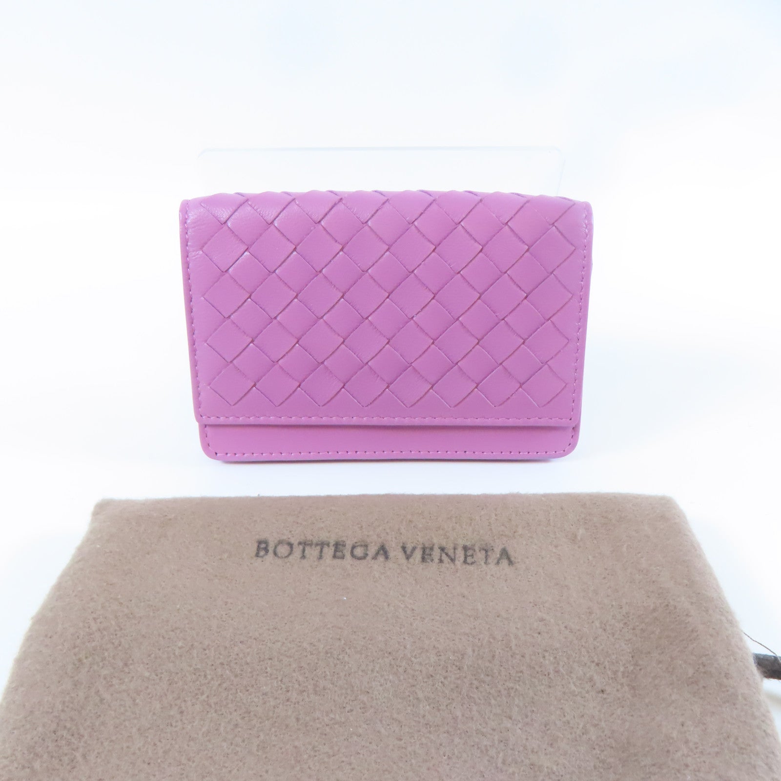 BOTTEGA VENETA 牛皮皮革Card Case黑扣卡片套粉紫色