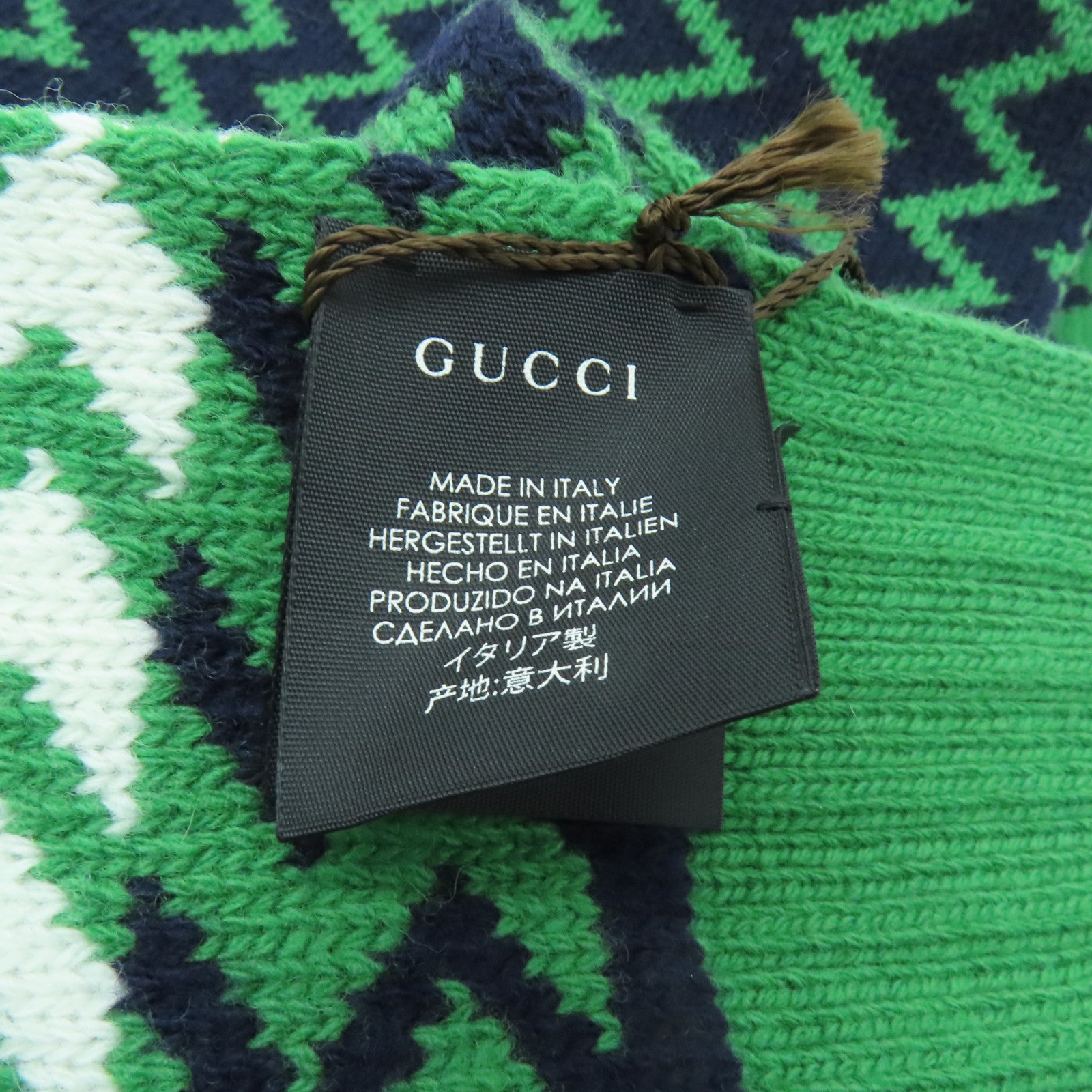GUCCI 【激減優惠】羊毛Scarf 20x180cm頸巾綠色/深藍色
