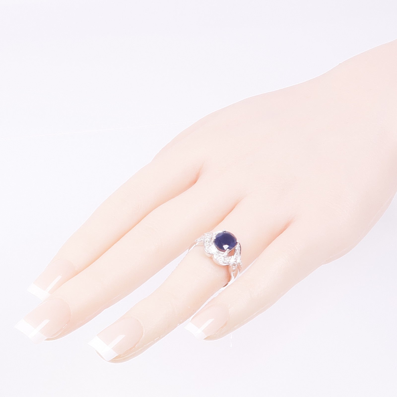 JEWELRY 18K白金Sapphire Diamond Ring藍寶石/鑽石戒指US#6.25