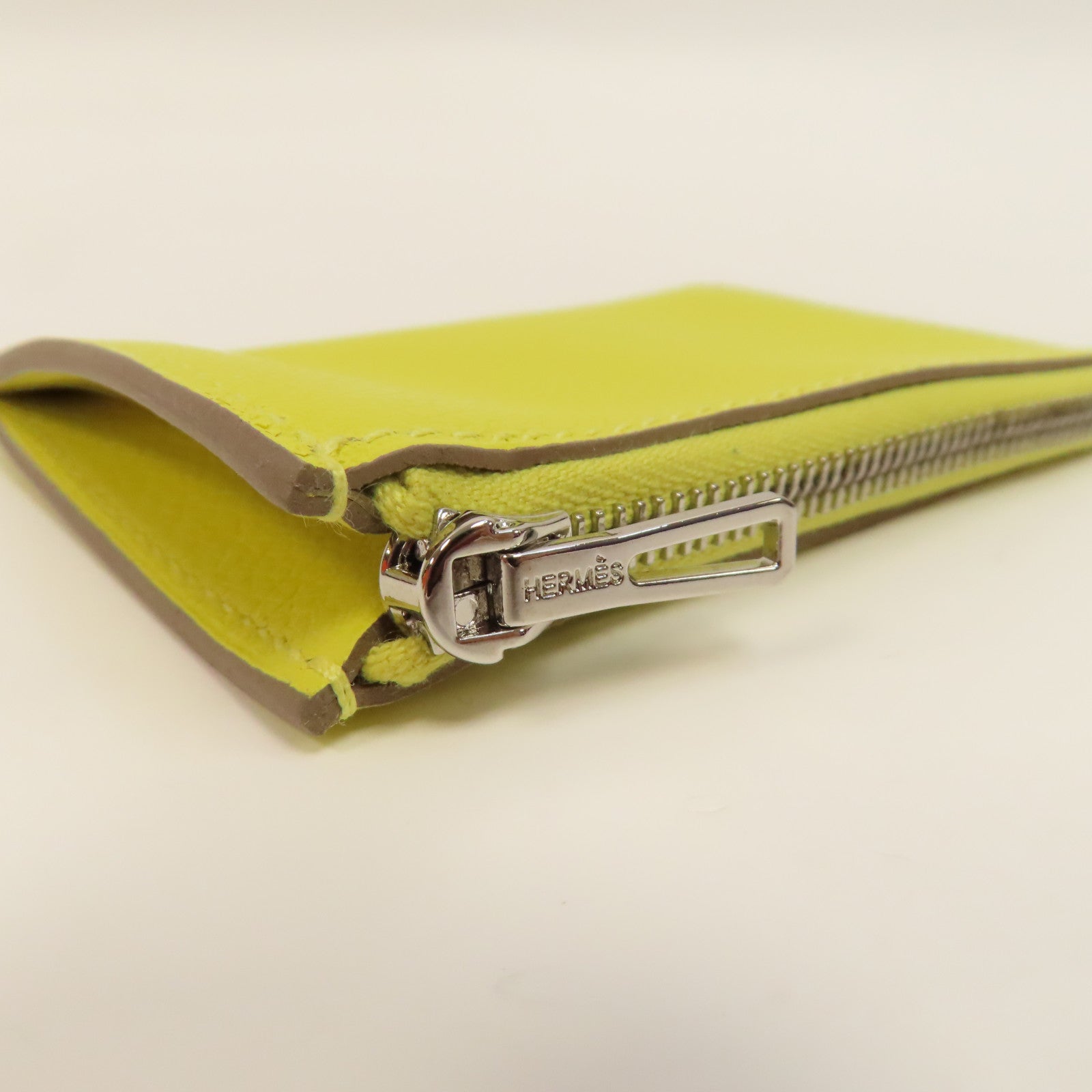 HERMES Evercolor皮革Constance Slim銀扣錢包啡色