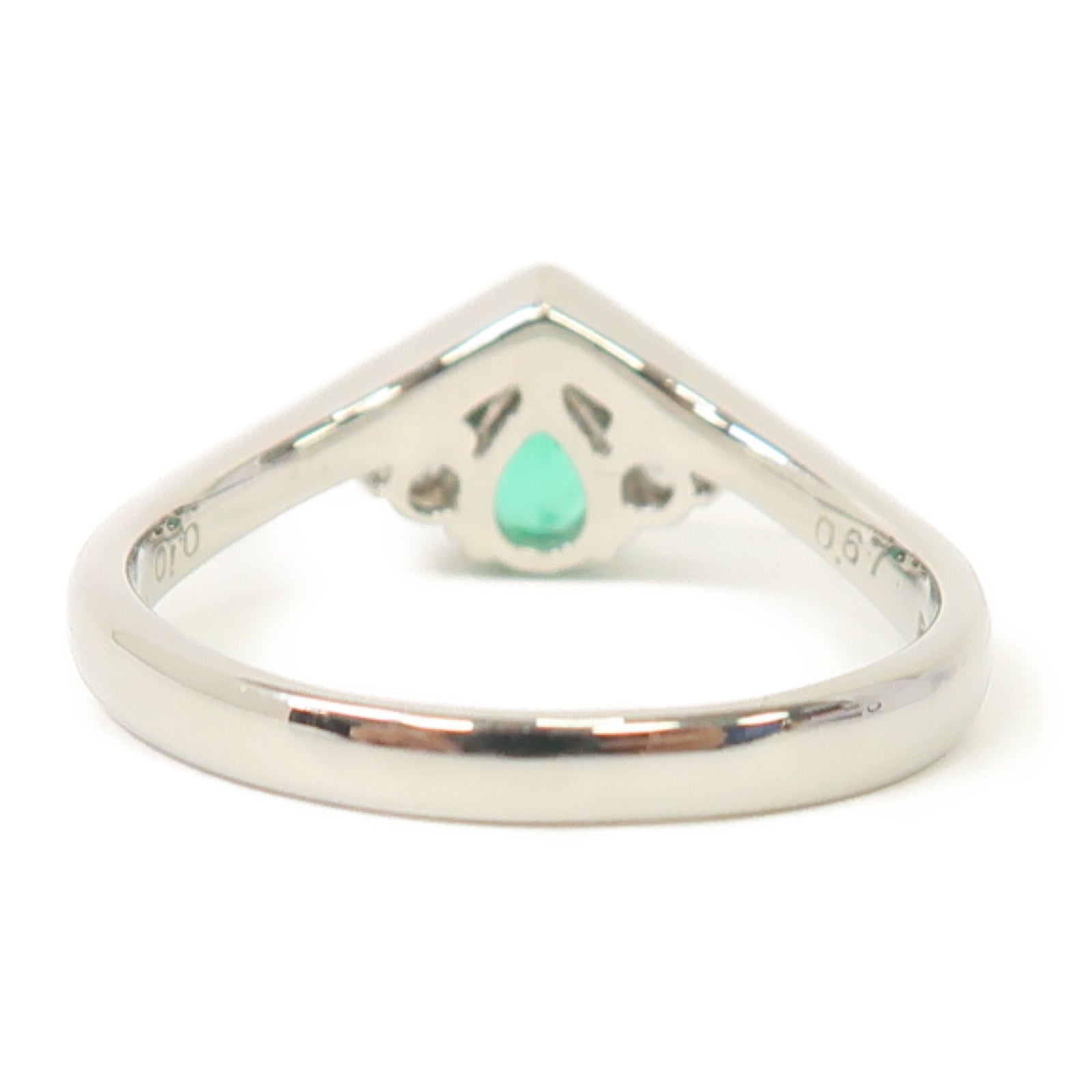 JEWELRY 【激減優惠】PT900鉑金Emerald Diamond Ring 0.67ct綠寶石/0.10ct鑽石戒指US#8.5