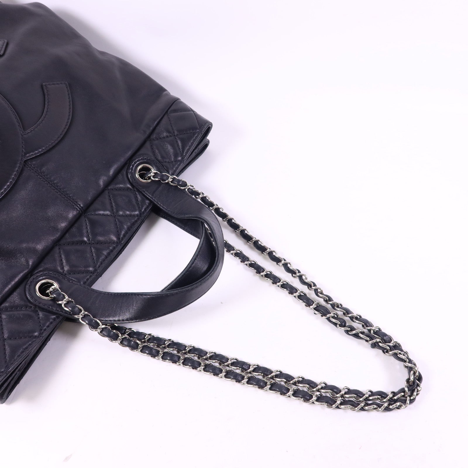 CHANEL 羊皮皮革2 Way Shoulder Bag銀扣手挽肩背兩用袋