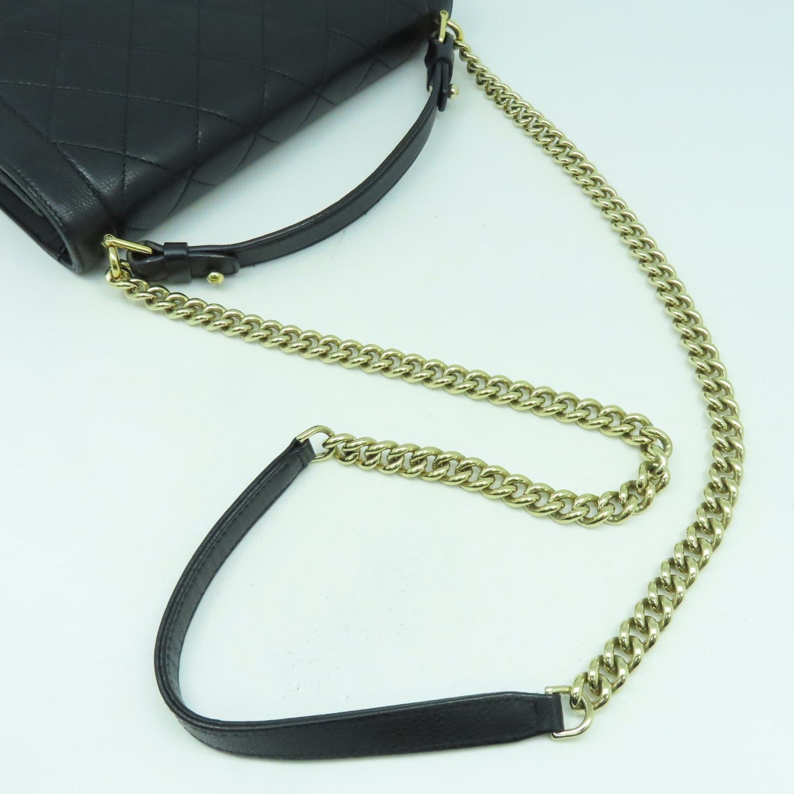 CHANEL 【激減優惠】菱格牛皮皮革Chain Shoulder Bag金扣手挽肩背兩用袋黑色