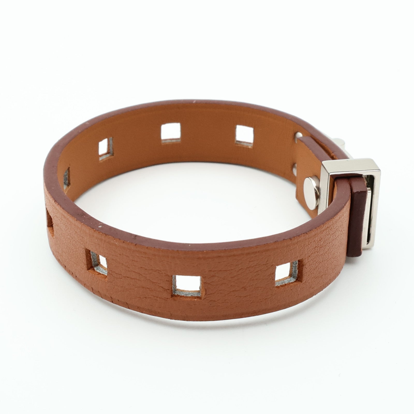 HERMES 【激減優惠】Swift皮革Mini Dog Bracelet銀扣手鏈
