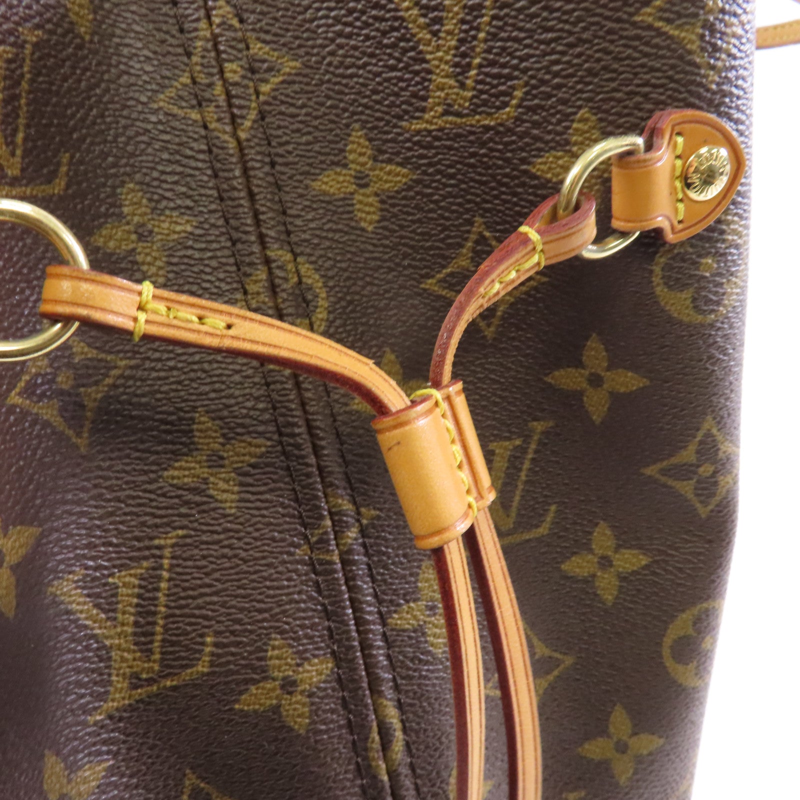 LOUIS VUITTON Monogram Neverfull MM金扣肩背袋啡色
