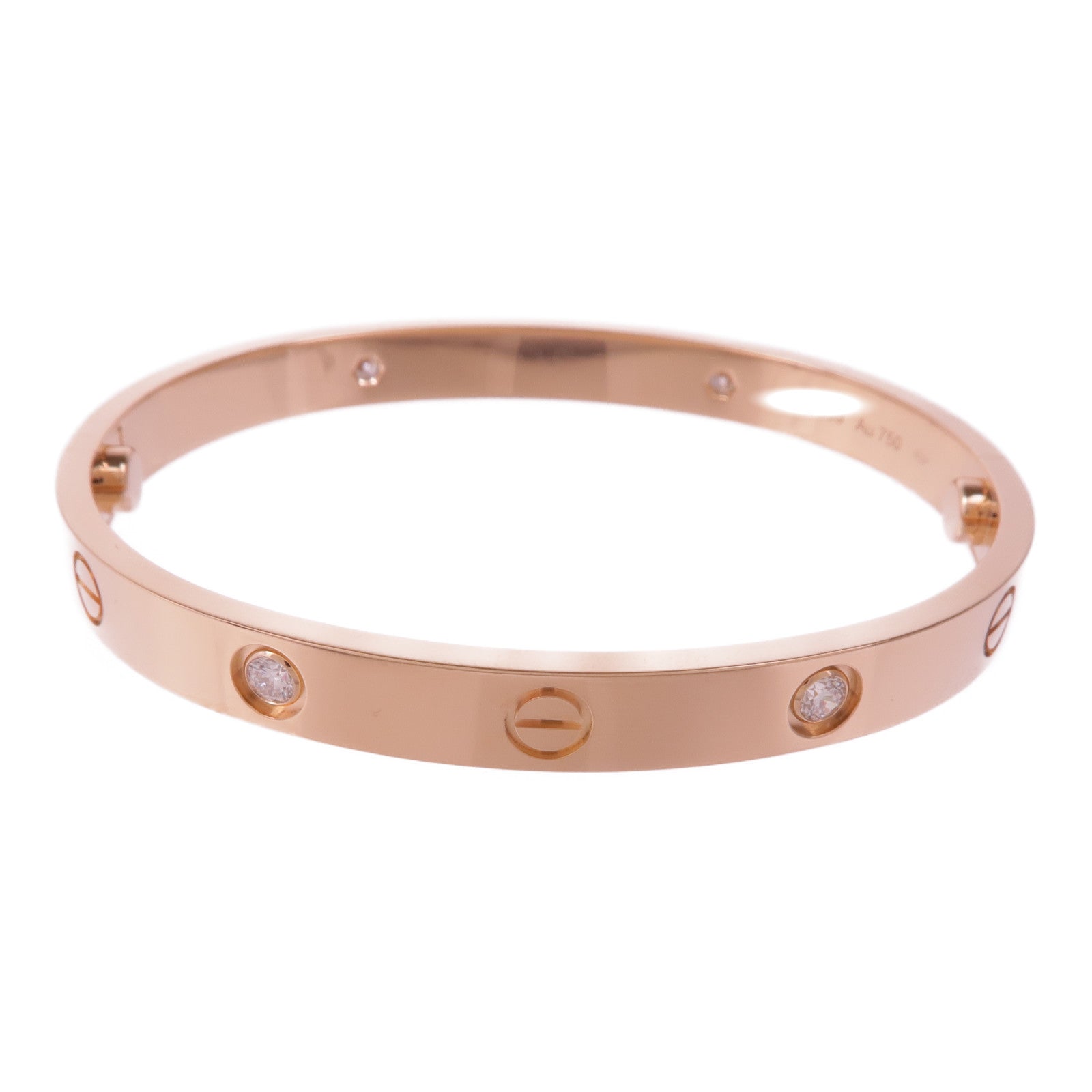 CARTIER 18K玫瑰金Love Bracelet 4 Diamonds鑽石手鐲Cartier#17