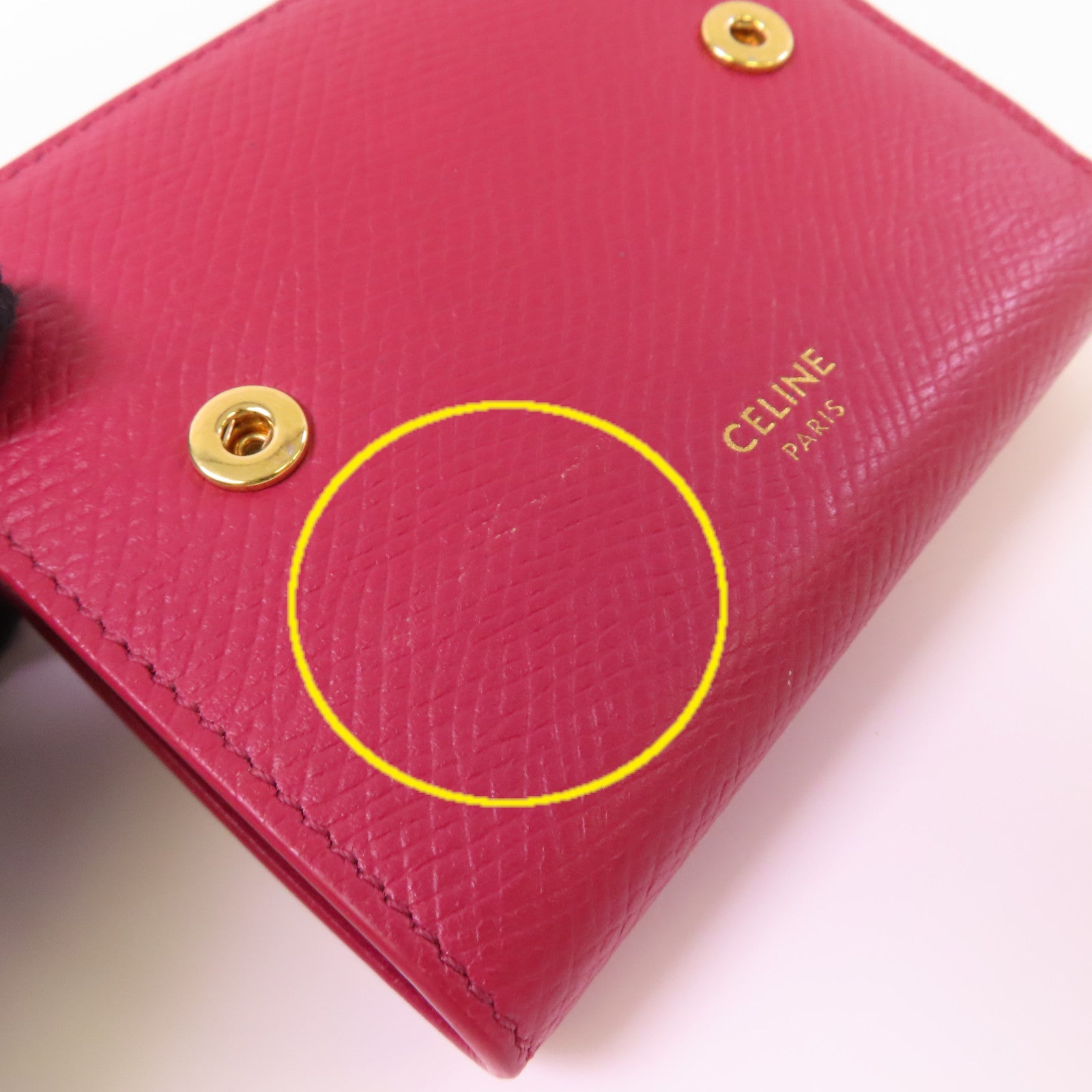 CELINE 【激減優惠】牛皮皮革Short Wallet短錢包酒紅色