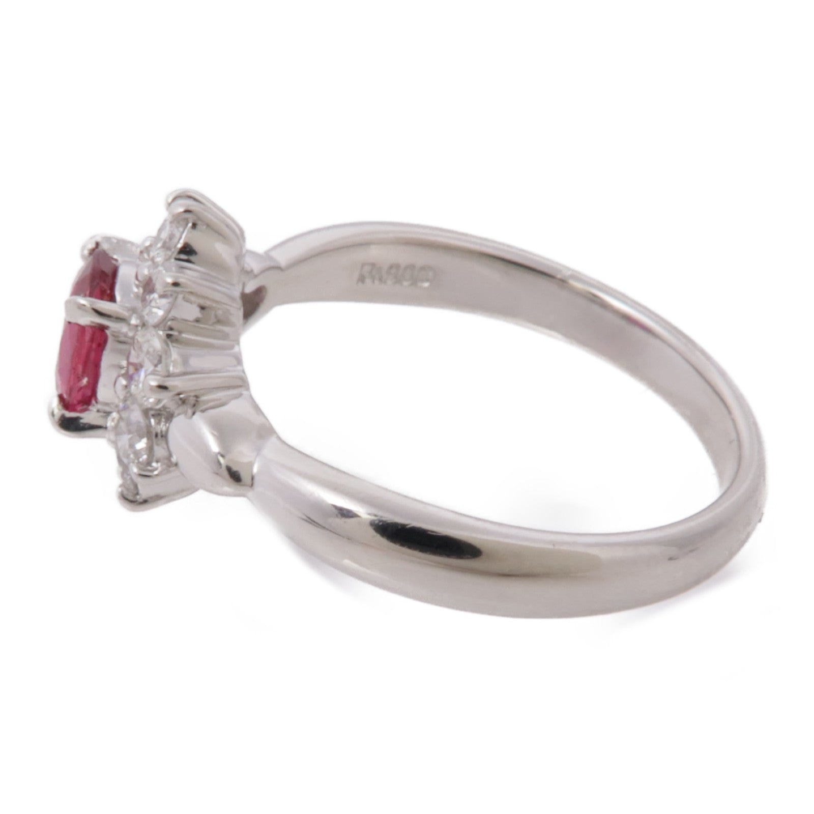 JEWELRY 【激減優惠】PT900鉑金Ruby Diamond Ring紅寶石/鑽石項鍊US#6