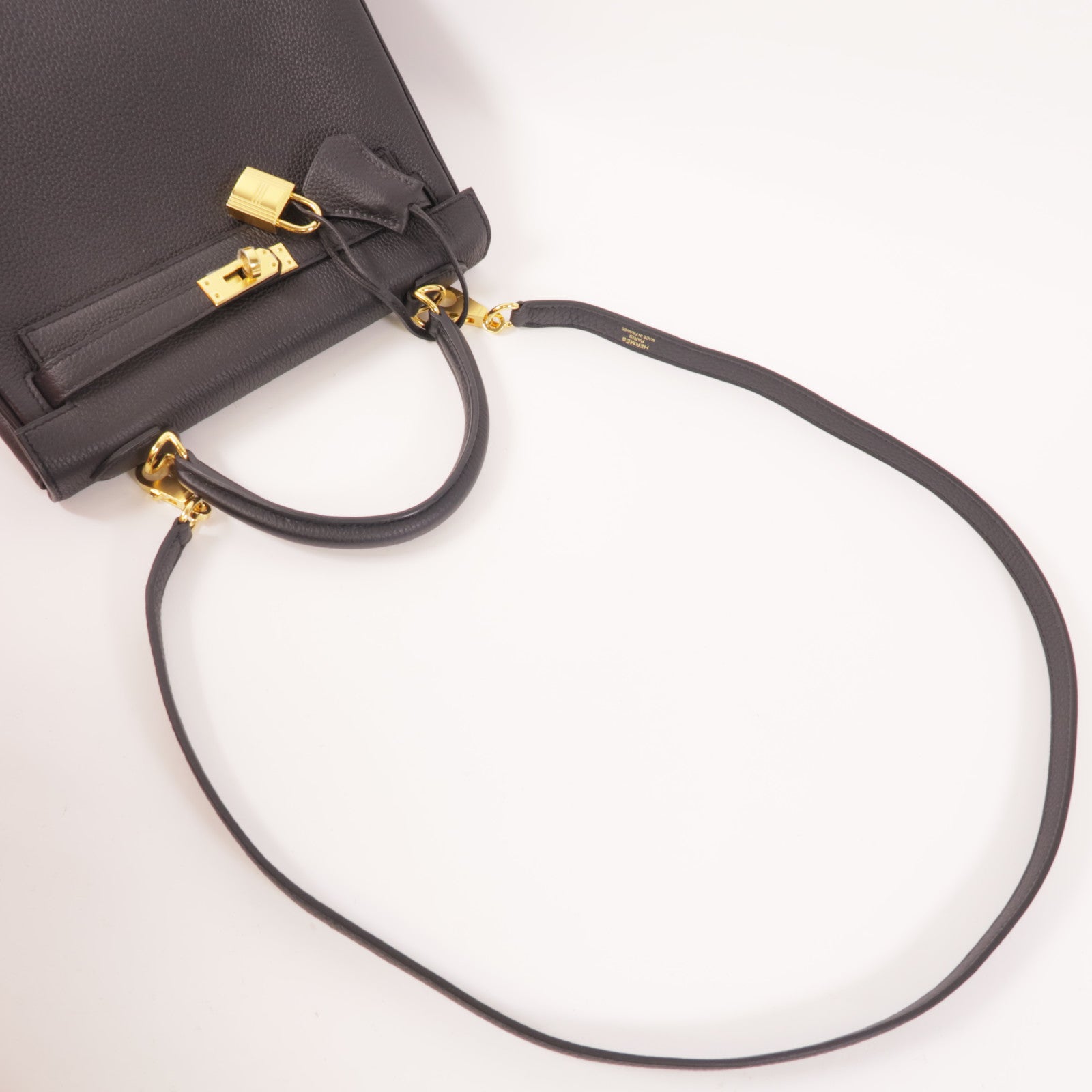 HERMES Togo皮革Kelly 25金扣手挽肩背兩用袋89 Noir