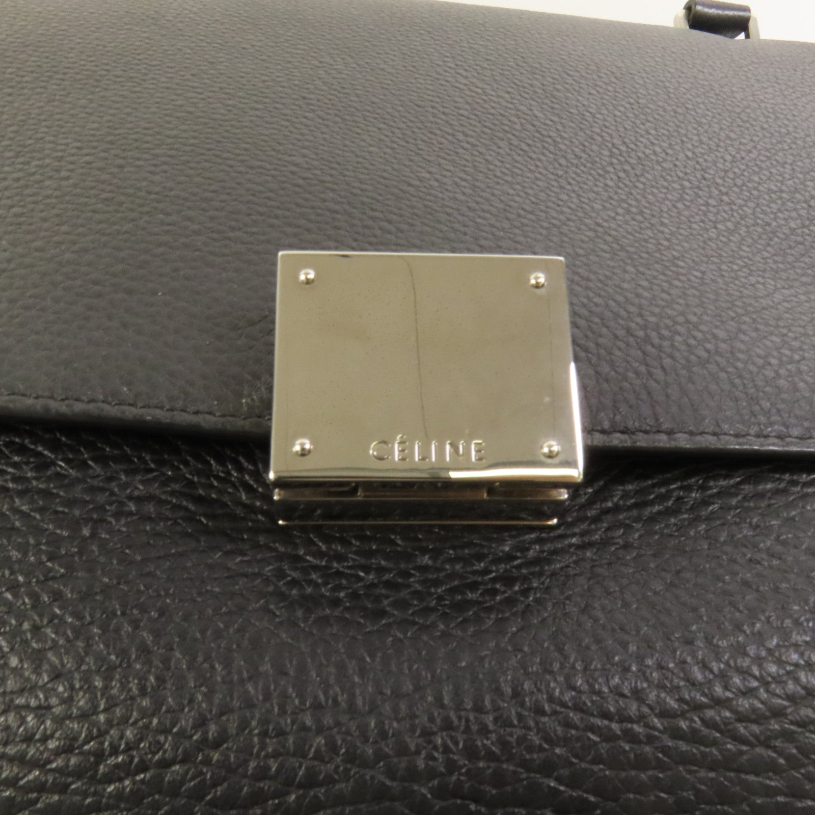 CELINE 【激減優惠】牛皮皮革Trapeze Medium銀扣手挽肩背兩用袋