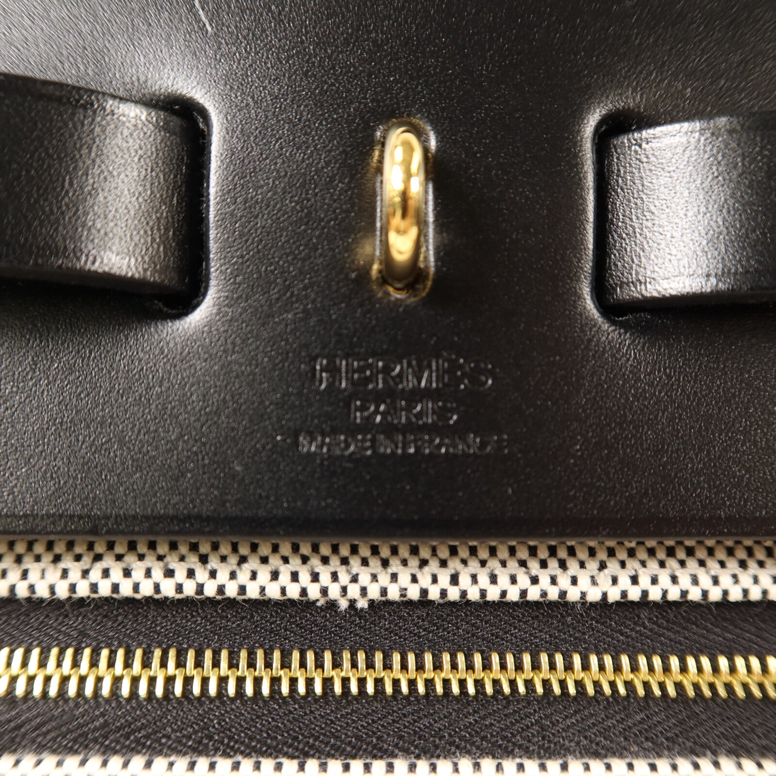 HERMES 塗層帆布Herbag 31金扣手挽肩背兩用袋Noir