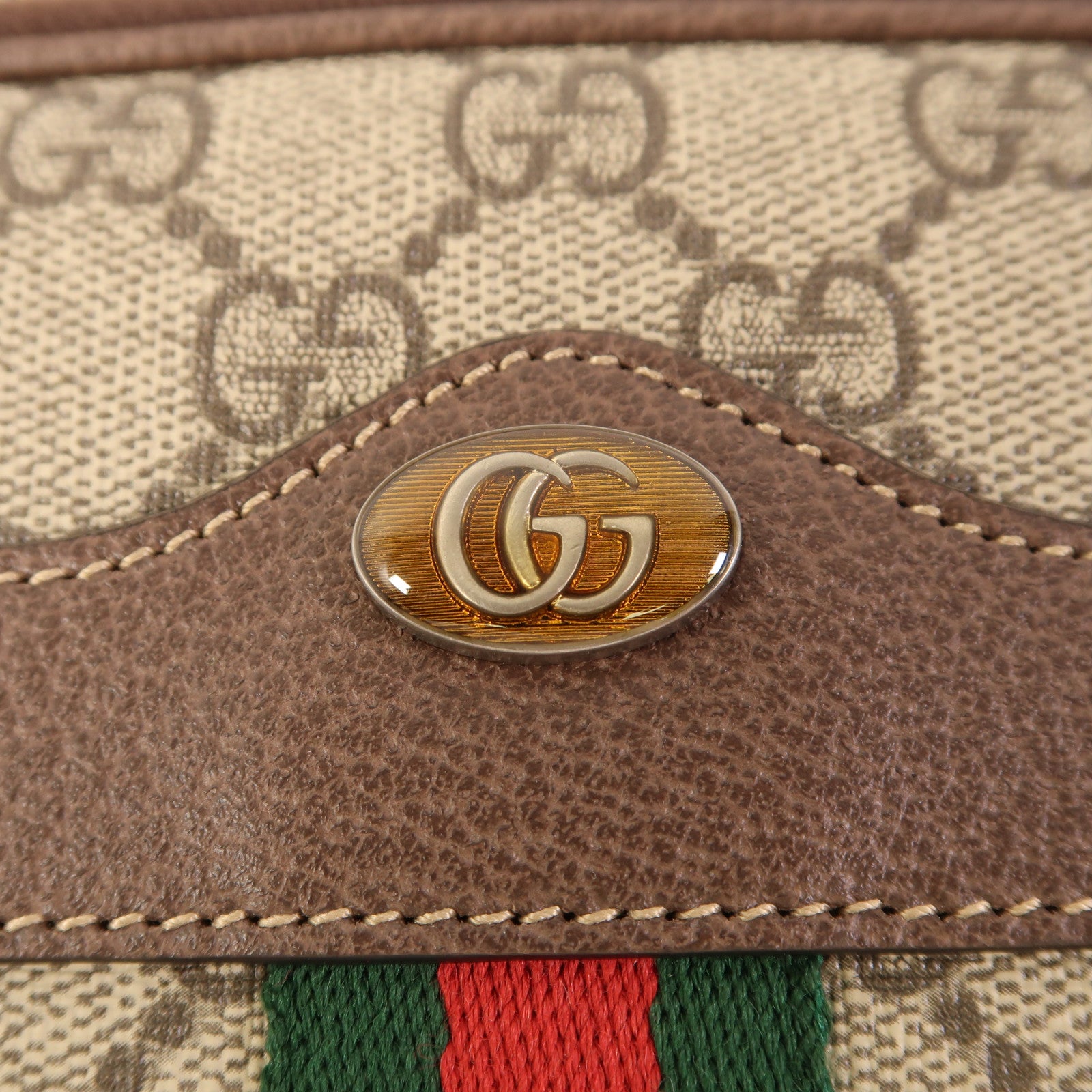 GUCCI GG GHW Ophidia Mini Bag Shoulder Bag 546597 PVC Coated Canvas Brown