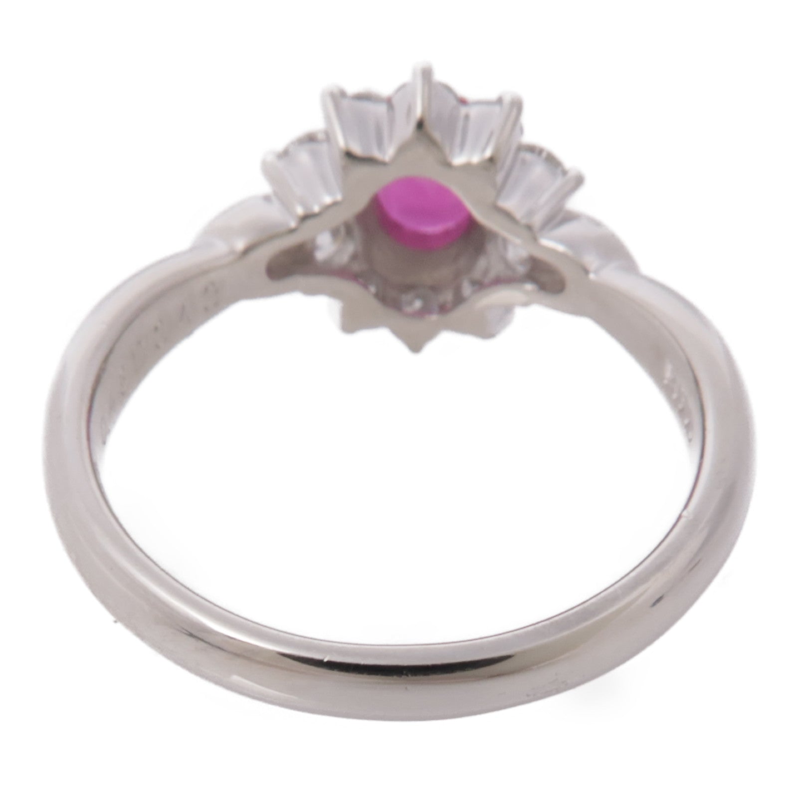 JEWELRY 【激減優惠】PT900鉑金Ruby Diamond Ring紅寶石/鑽石項鍊US#6