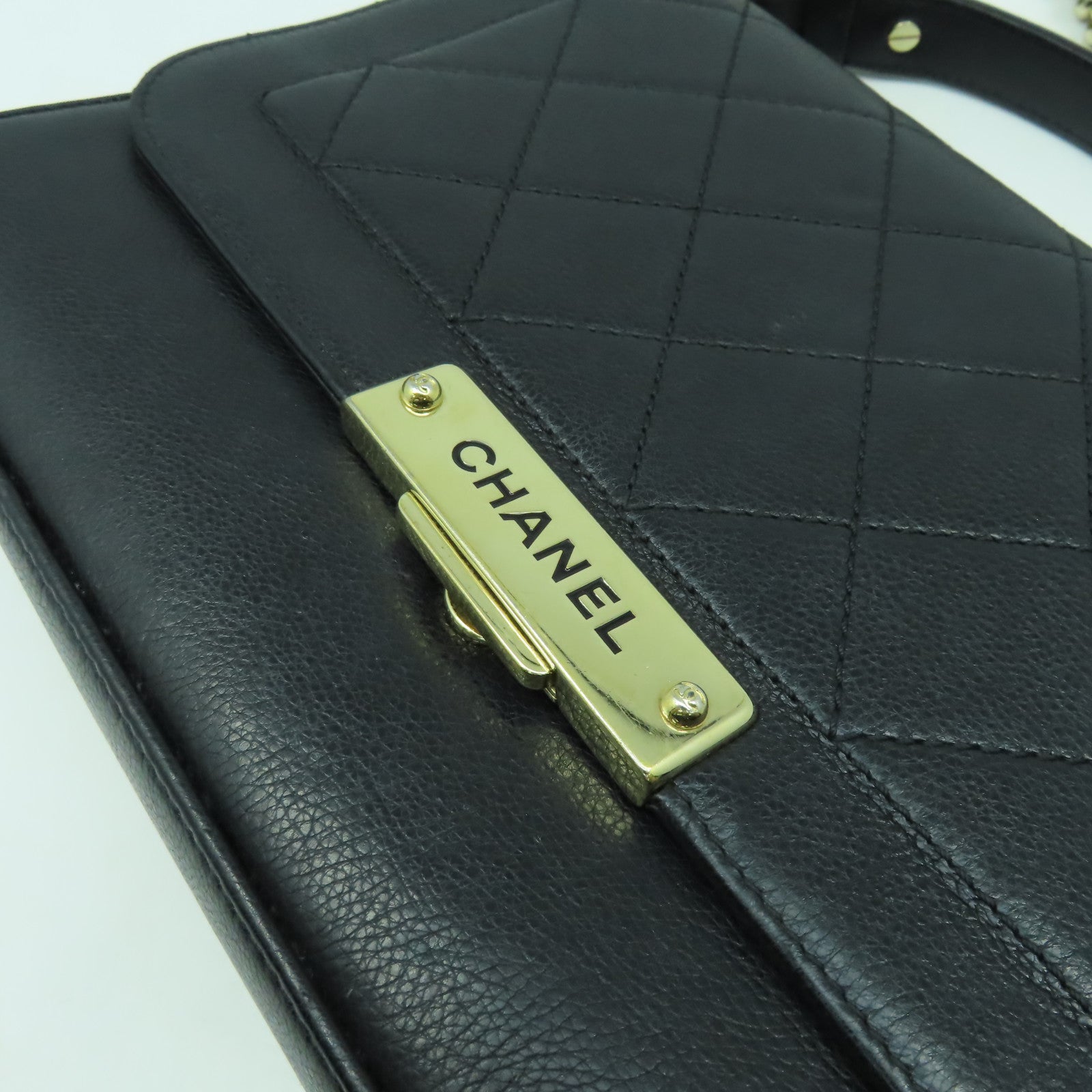 CHANEL 【激減優惠】菱格牛皮皮革Chain Shoulder Bag金扣手挽肩背兩用袋黑色