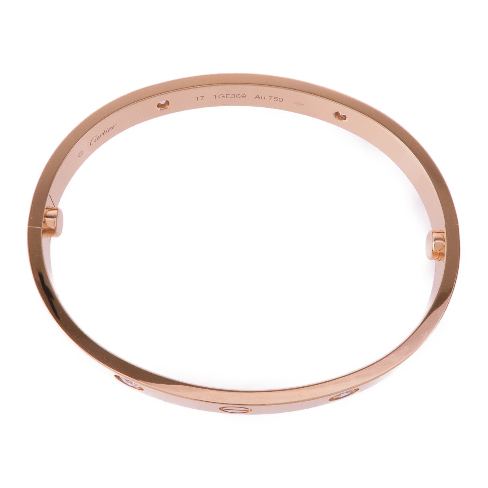 CARTIER 18K玫瑰金Love Bracelet 4 Diamonds鑽石手鐲Cartier#17