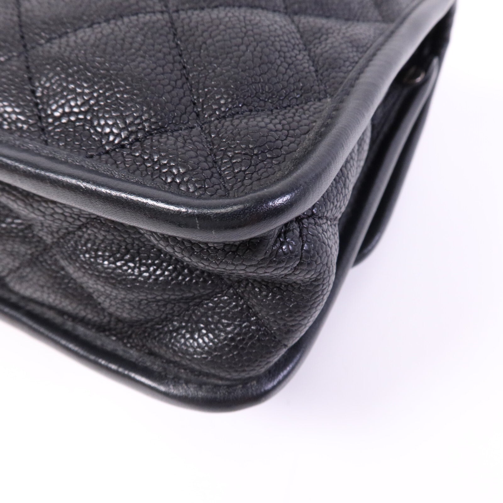 CHANEL 牛皮皮革Chain Shoulder銀扣鏈帶肩背袋