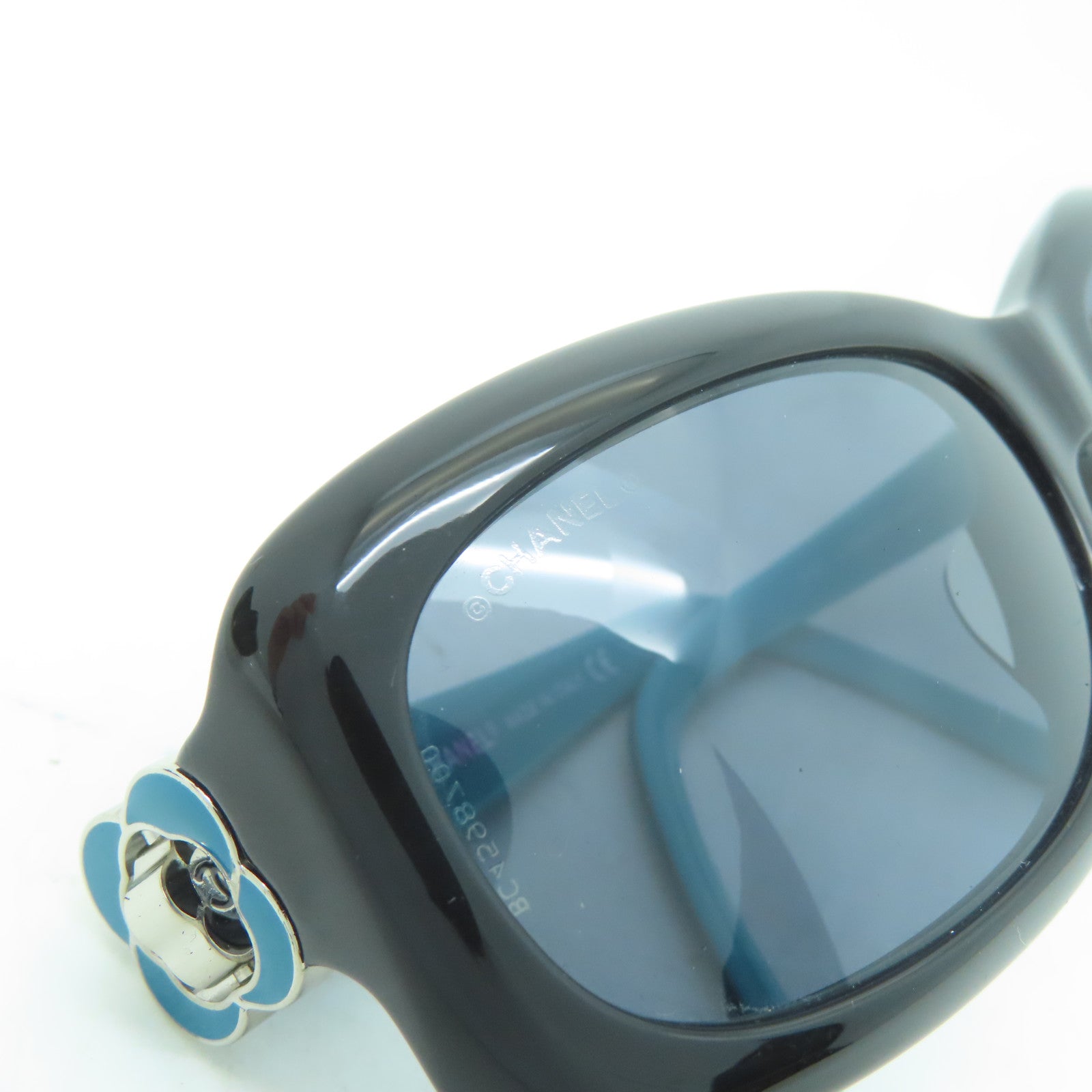 CHANEL 【激減優惠】金屬/PVC Sunglasses太陽眼鏡黑色/綠松石色