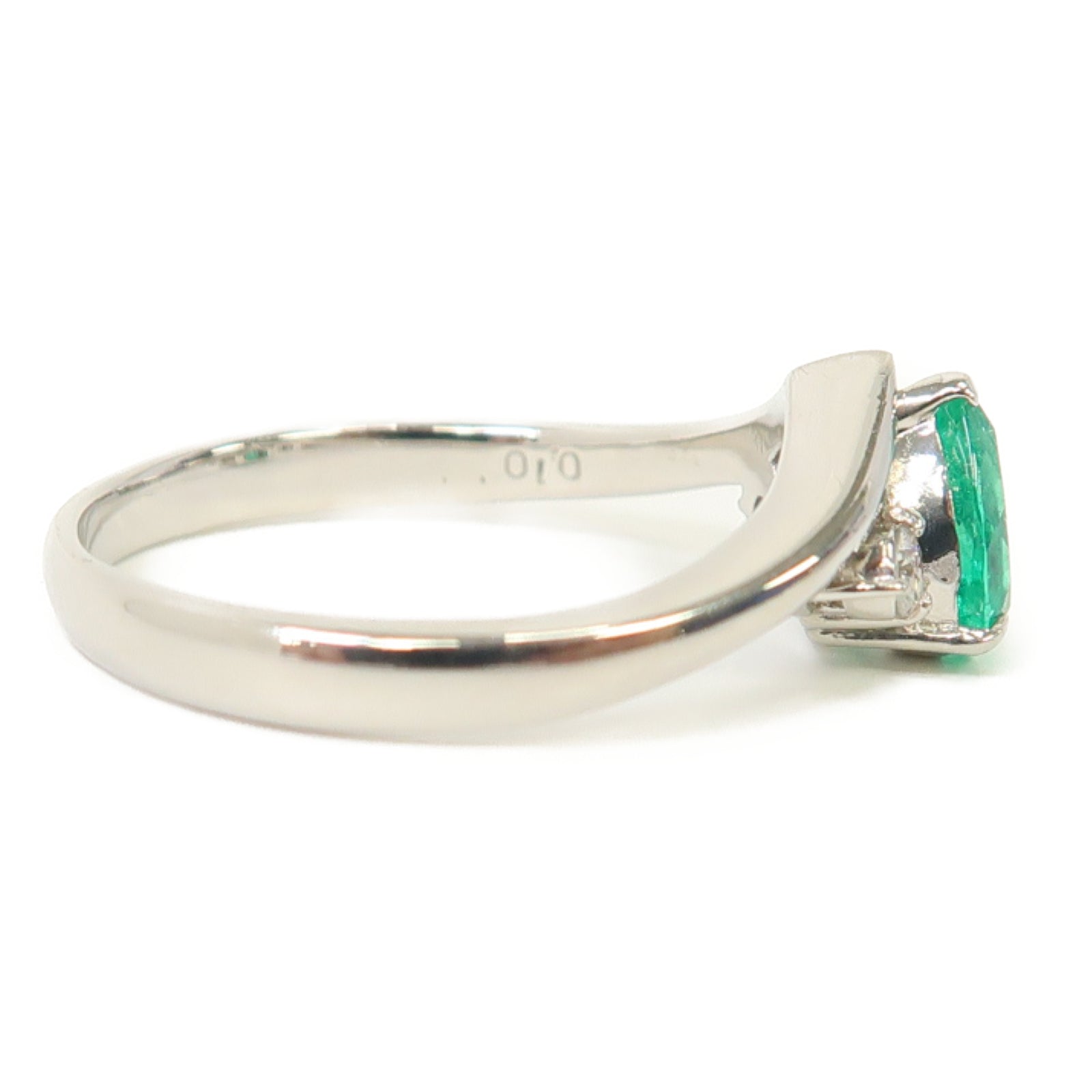 JEWELRY 【激減優惠】PT900鉑金Emerald Diamond Ring 0.67ct綠寶石/0.10ct鑽石戒指US#8.5