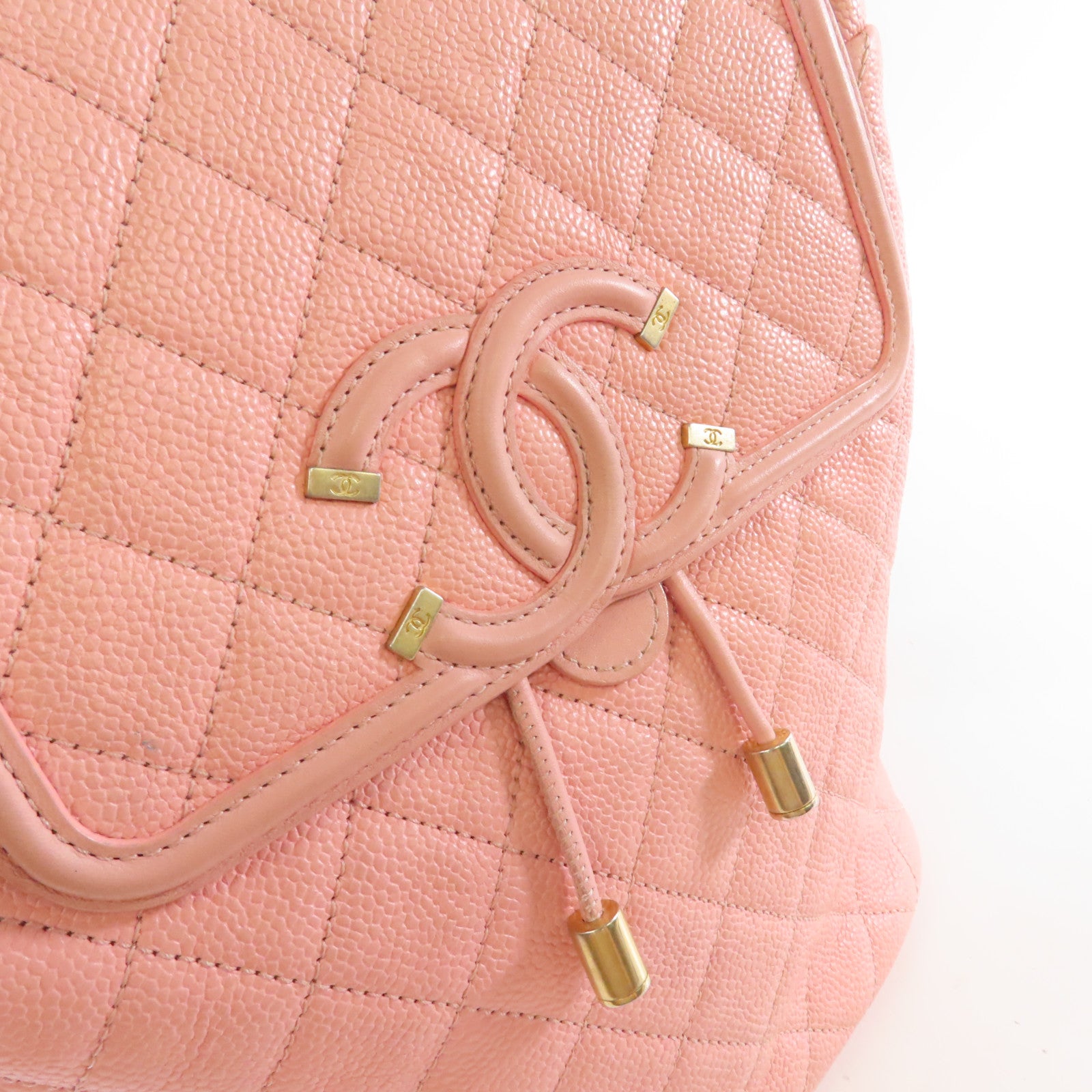 CHANEL 【激減優惠】菱格Caviar皮革Backpack金扣背包粉紅色