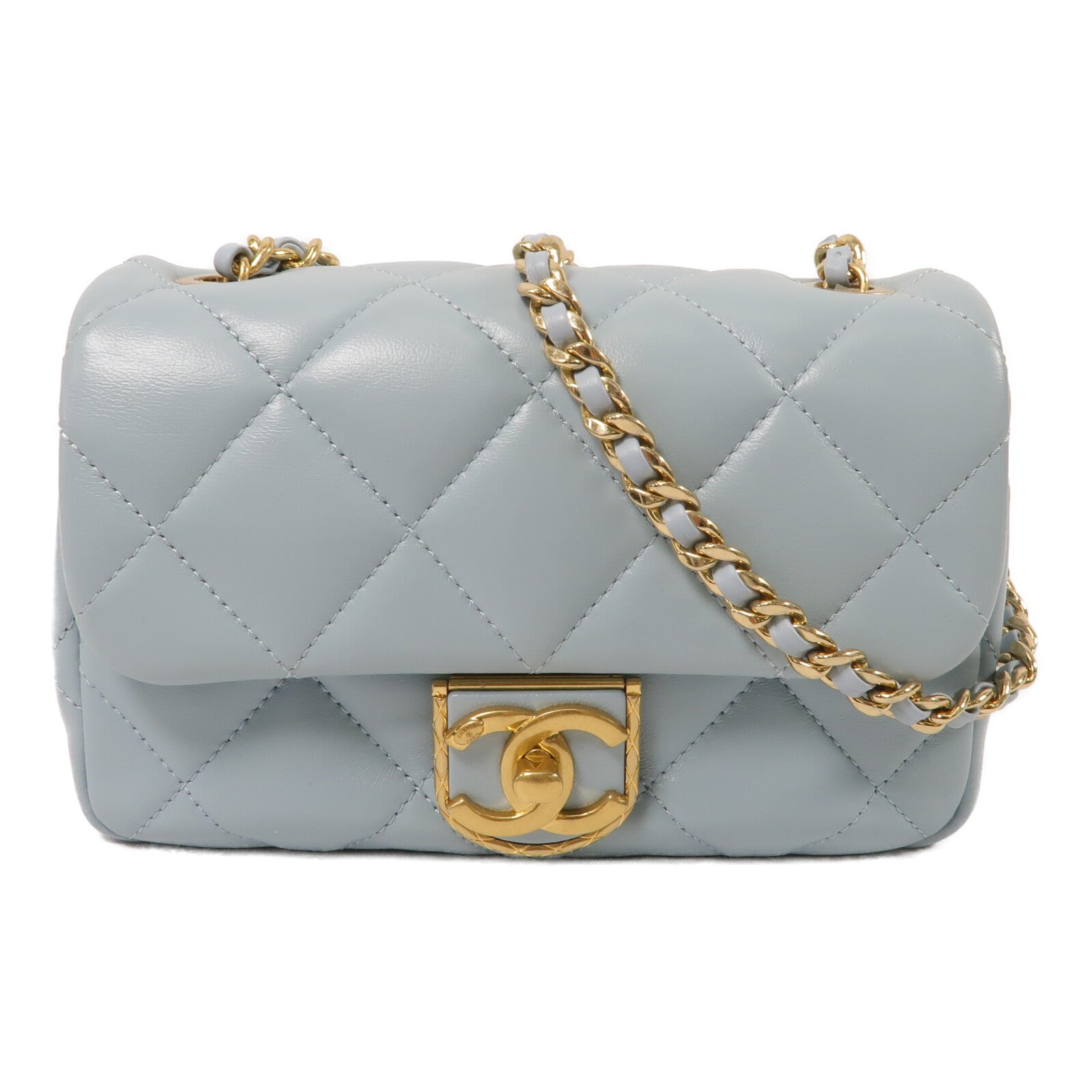CHANEL 羊皮皮革22P Mini Flap鏈帶肩背袋