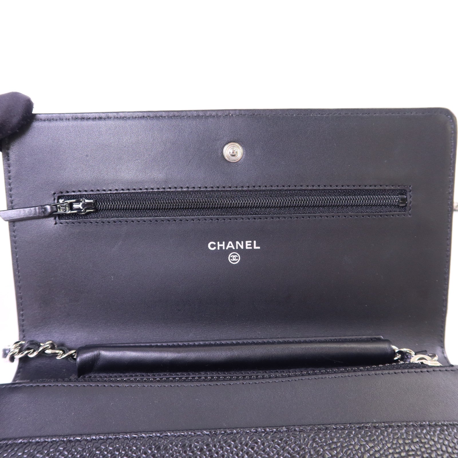 CHANEL 牛皮皮革WOC Wallet On Chain銀扣鏈帶肩背袋