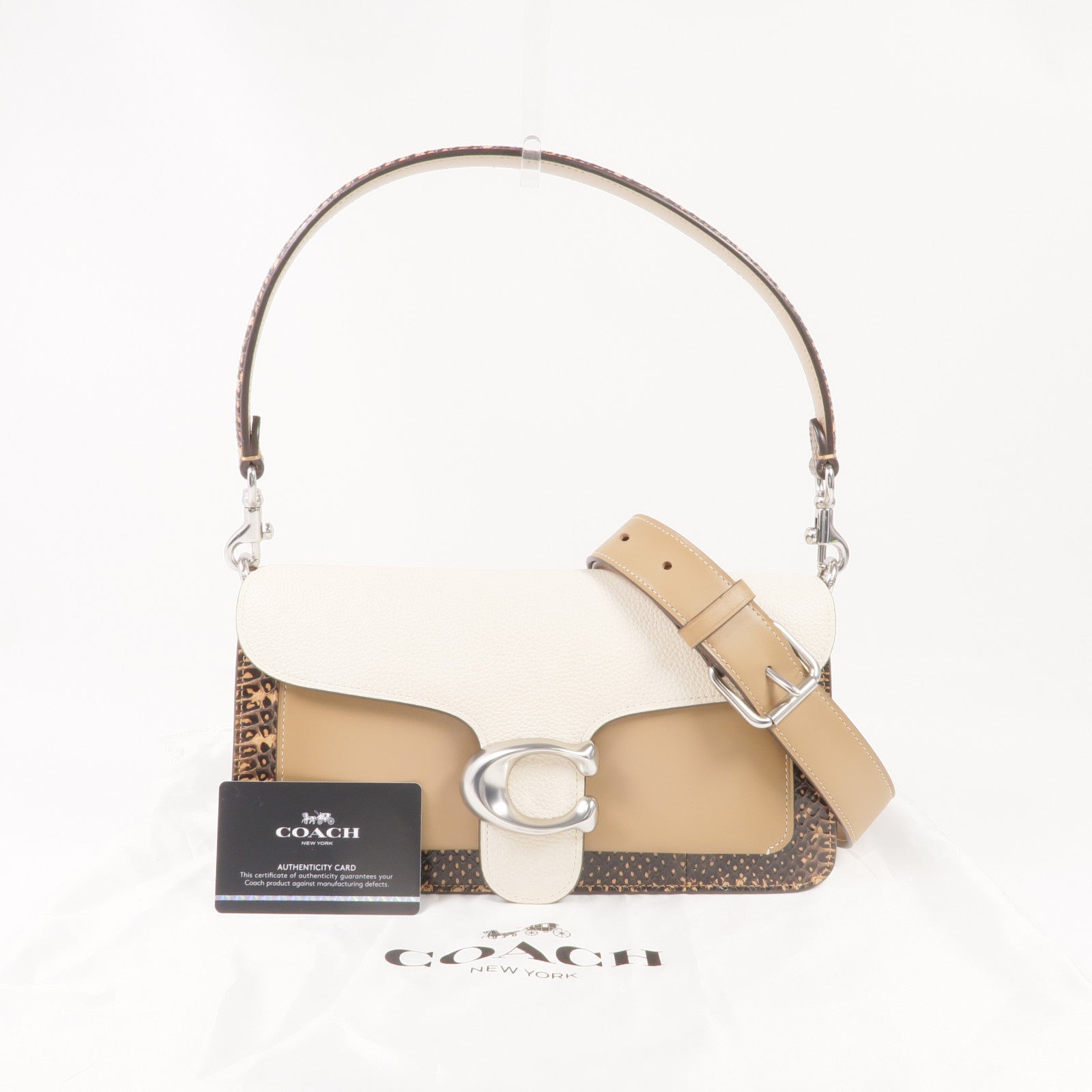 COACH 牛皮皮革2way Shoulder Bag銀扣手挽肩背兩用袋