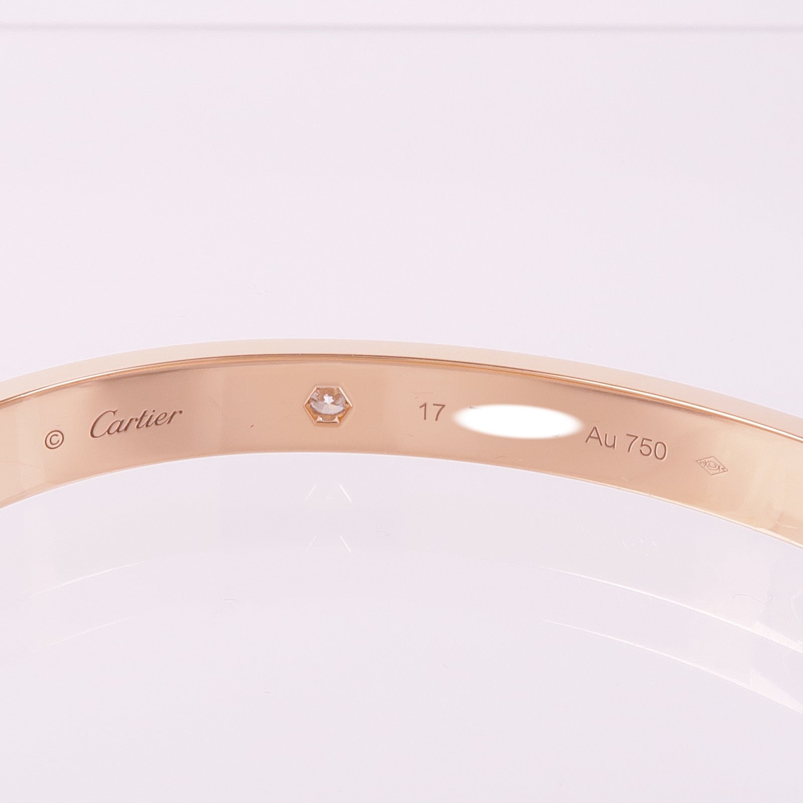 CARTIER 18K玫瑰金Love Bracelet 4 Diamonds鑽石手鐲Cartier#17