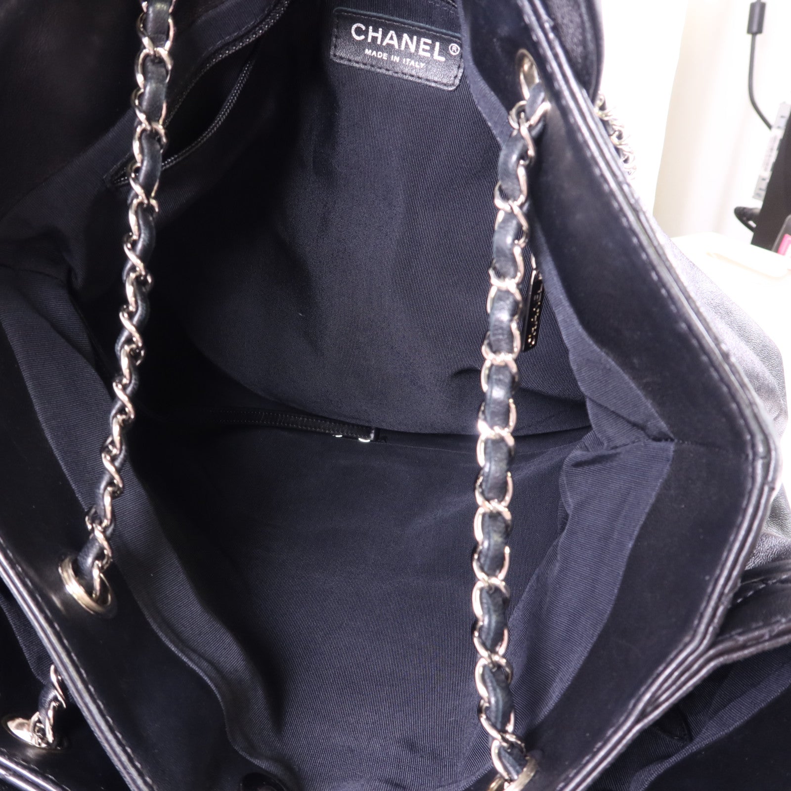 CHANEL 羊皮皮革2 Way Shoulder Bag銀扣手挽肩背兩用袋