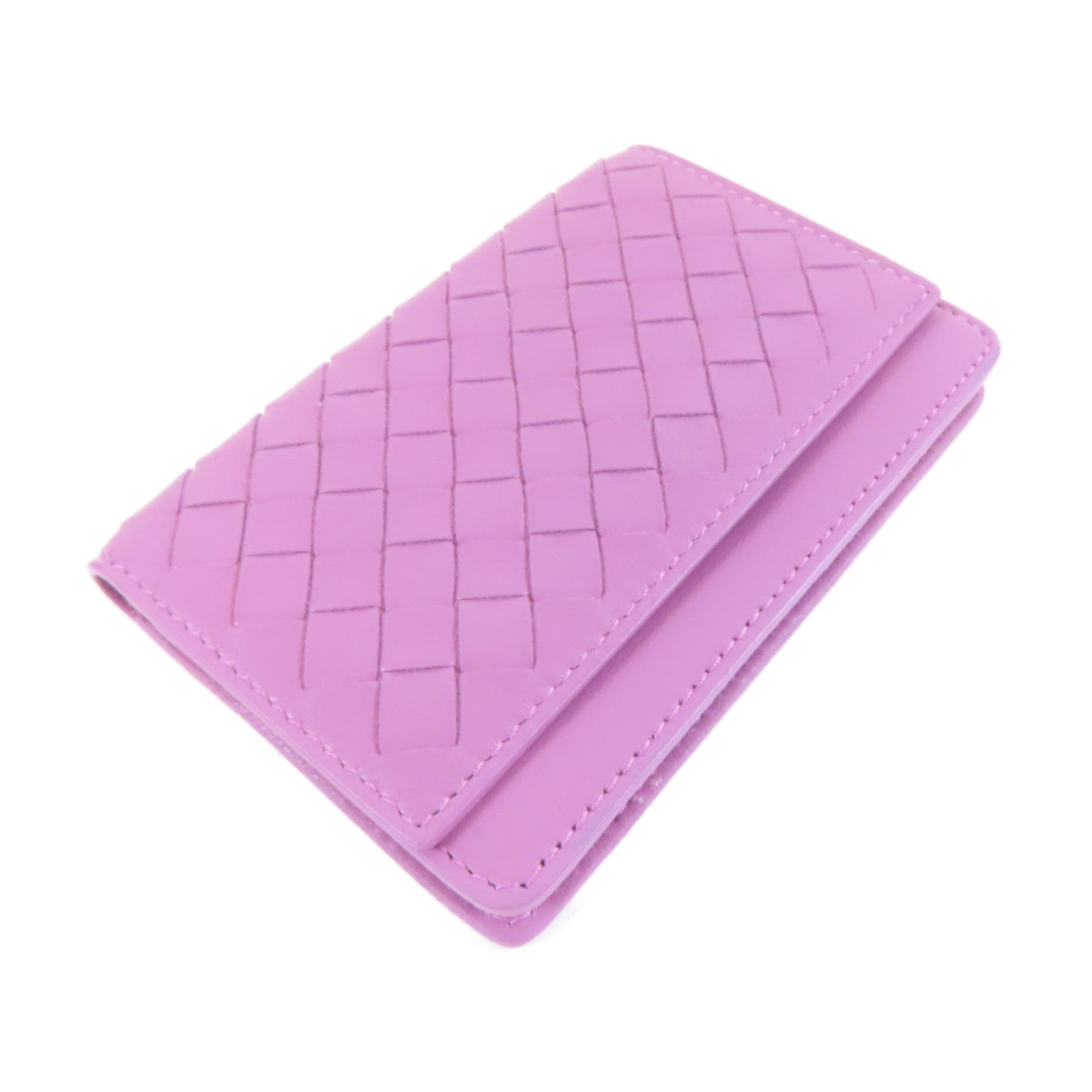 BOTTEGA VENETA 牛皮皮革Card Case黑扣卡片套粉紫色