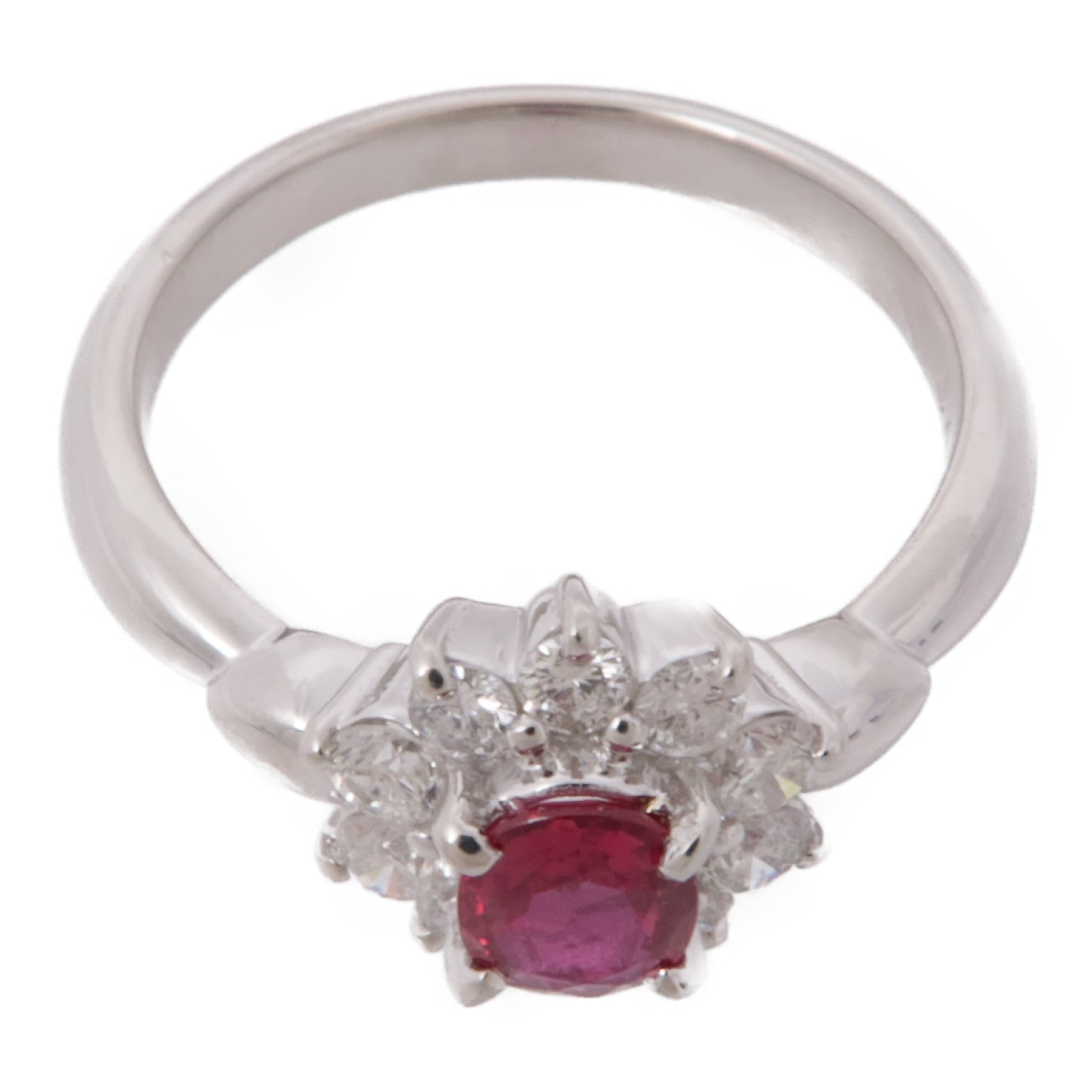 JEWELRY 【激減優惠】PT900鉑金Ruby Diamond Ring紅寶石/鑽石項鍊US#6