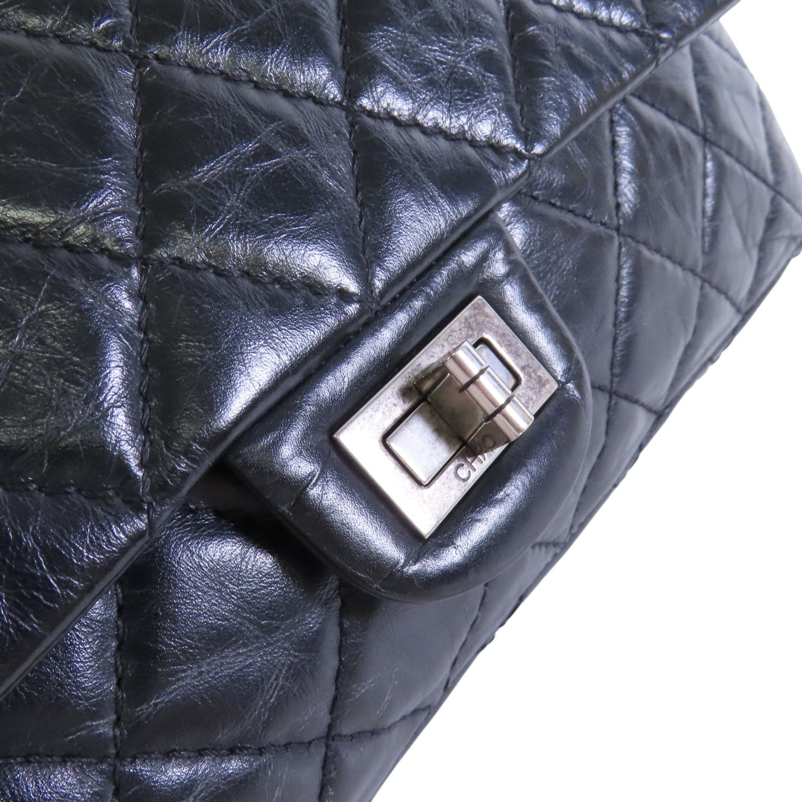 CHANEL 牛皮皮革2.55銀扣鏈帶肩背袋