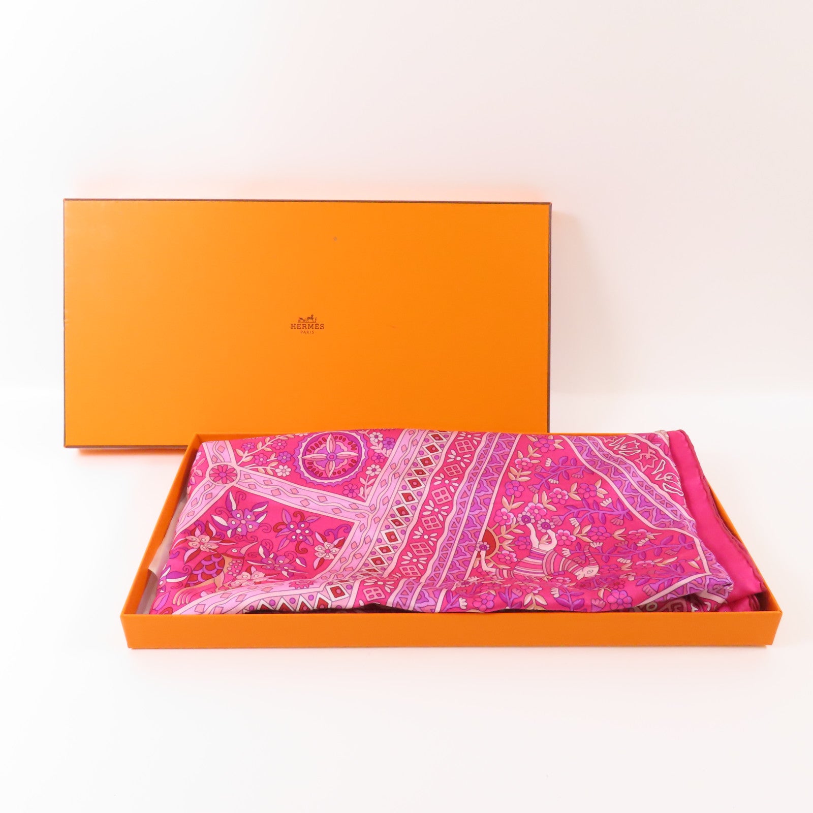 HERMES Scarf Scarves Silk Pink