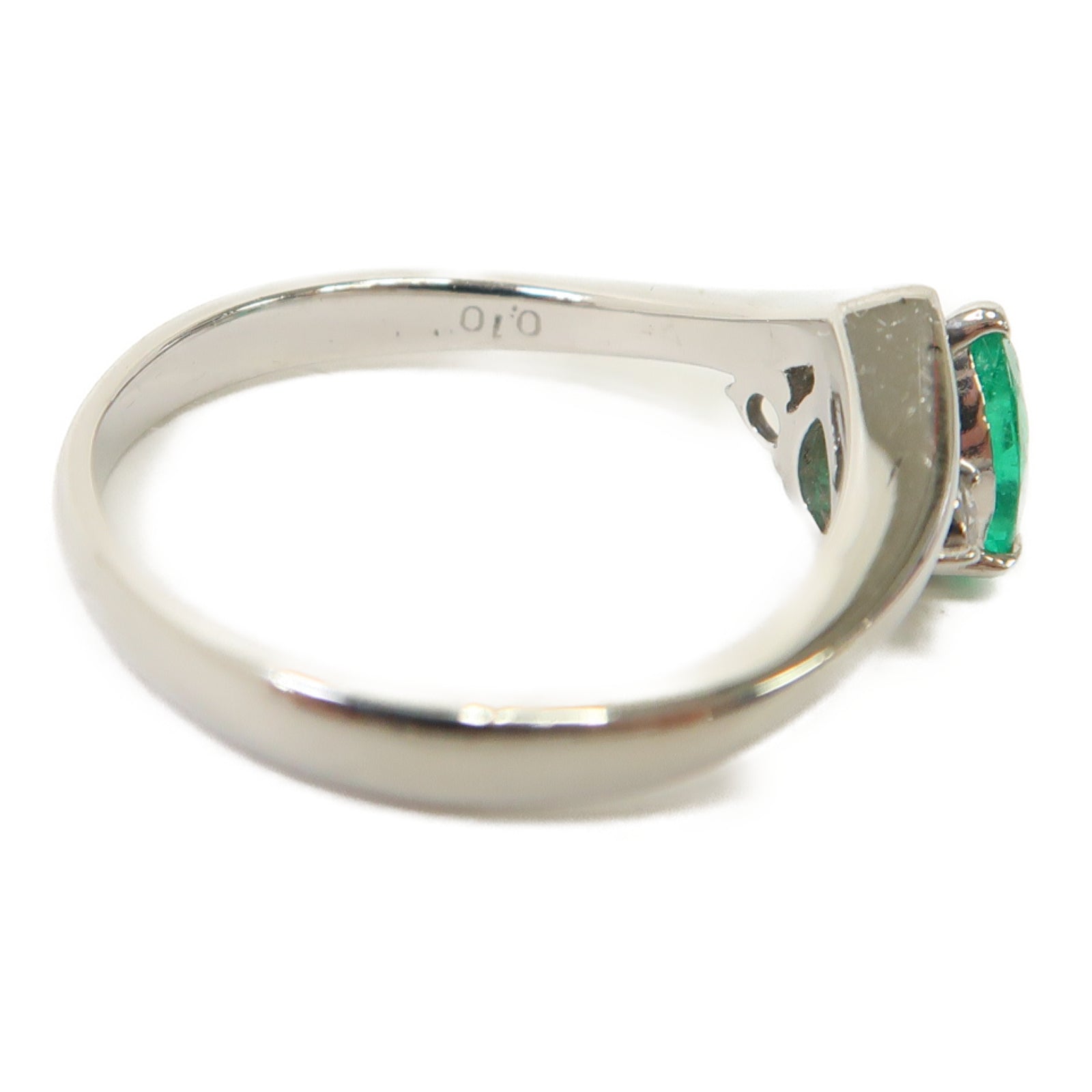 JEWELRY 【激減優惠】PT900鉑金Emerald Diamond Ring 0.67ct綠寶石/0.10ct鑽石戒指US#8.5