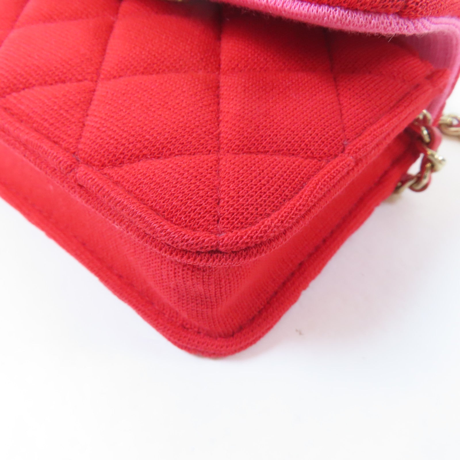 CHANEL 【激減優惠】菱格布料Chain Shoulder Bag金扣鏈帶肩背袋紅色