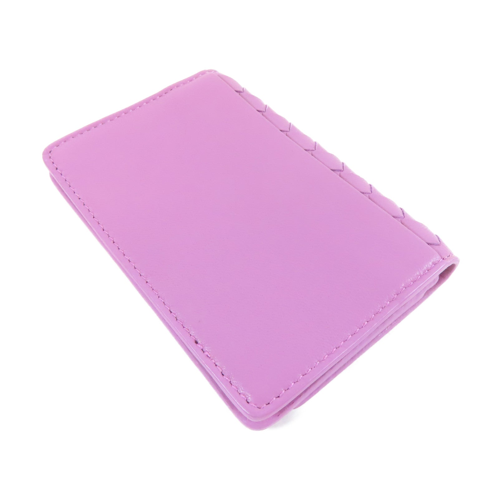 BOTTEGA VENETA 牛皮皮革Card Case黑扣卡片套粉紫色