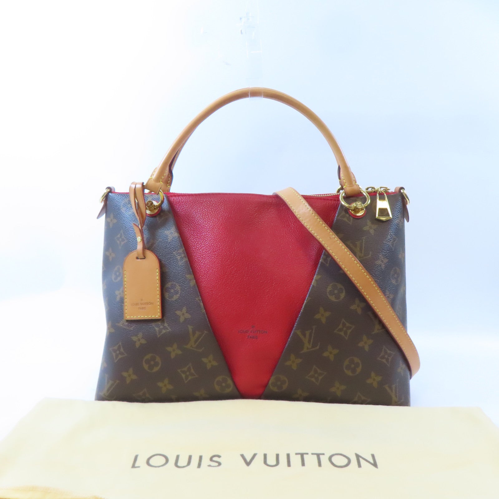 LOUIS VUITTON Monogram V Tote MM金扣手挽肩背兩用袋啡色