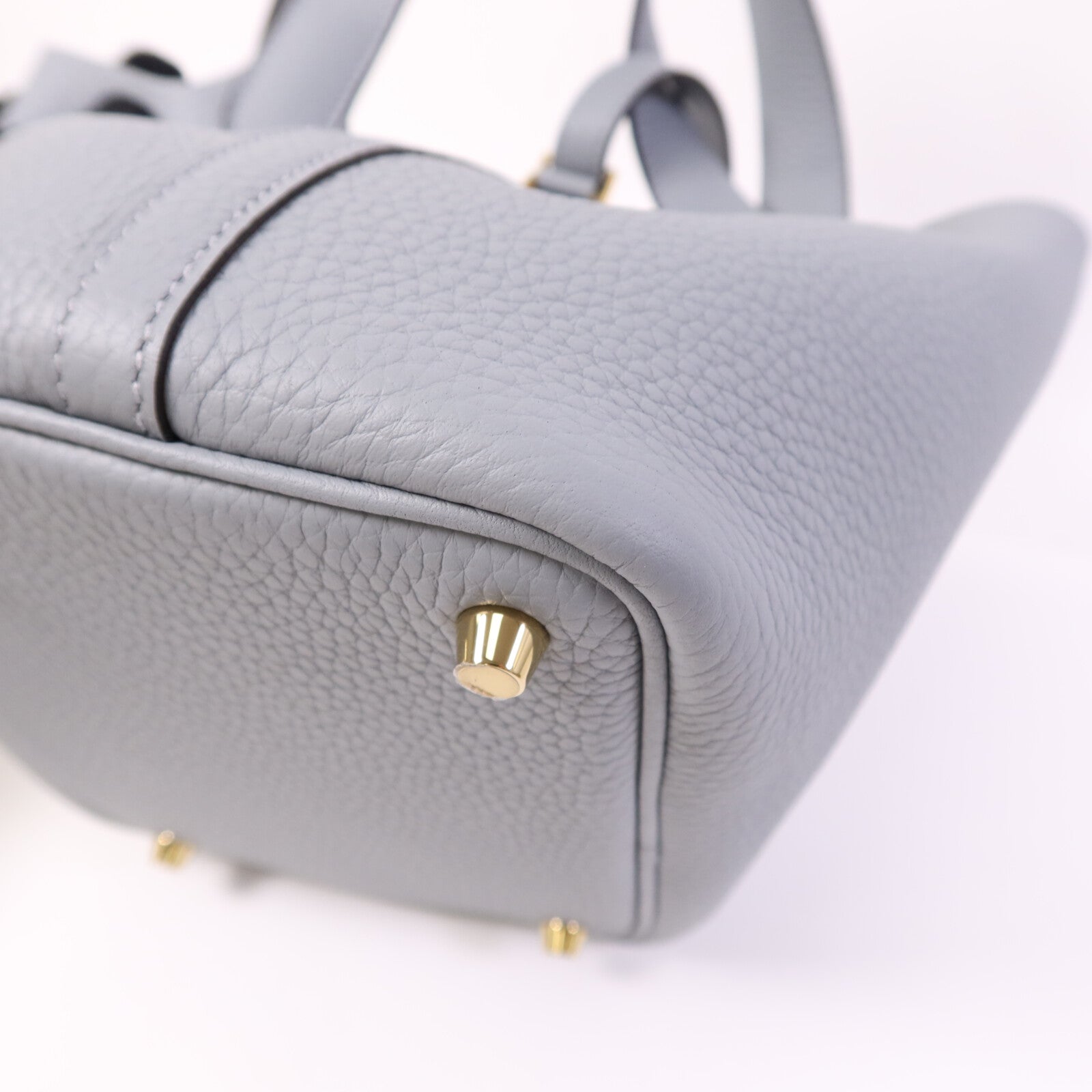 HERMES Clemence皮革Picotin PM銀扣手挽袋Gris Pantin