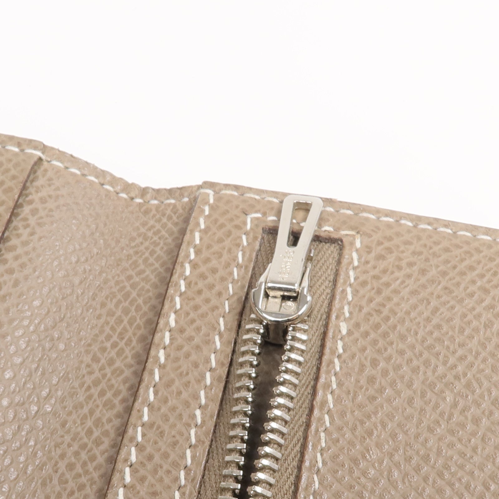 HERMES 【激減優惠】Epsom皮革Bearn Long Wallet銀扣長錢包Etoupe