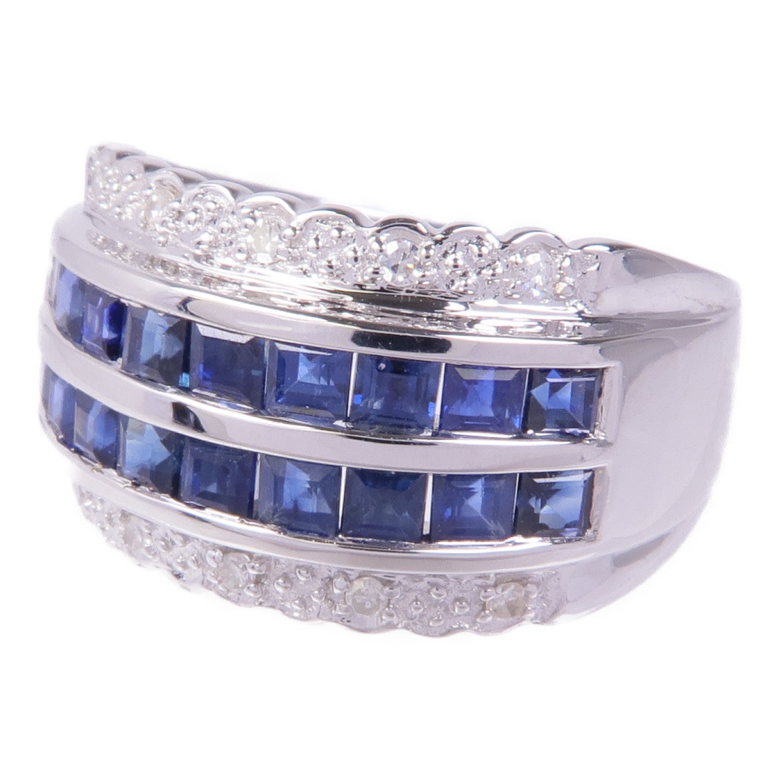 JEWELRY 18K白金Sapphire Diamond Ring藍寶石/鑽石戒指US#6