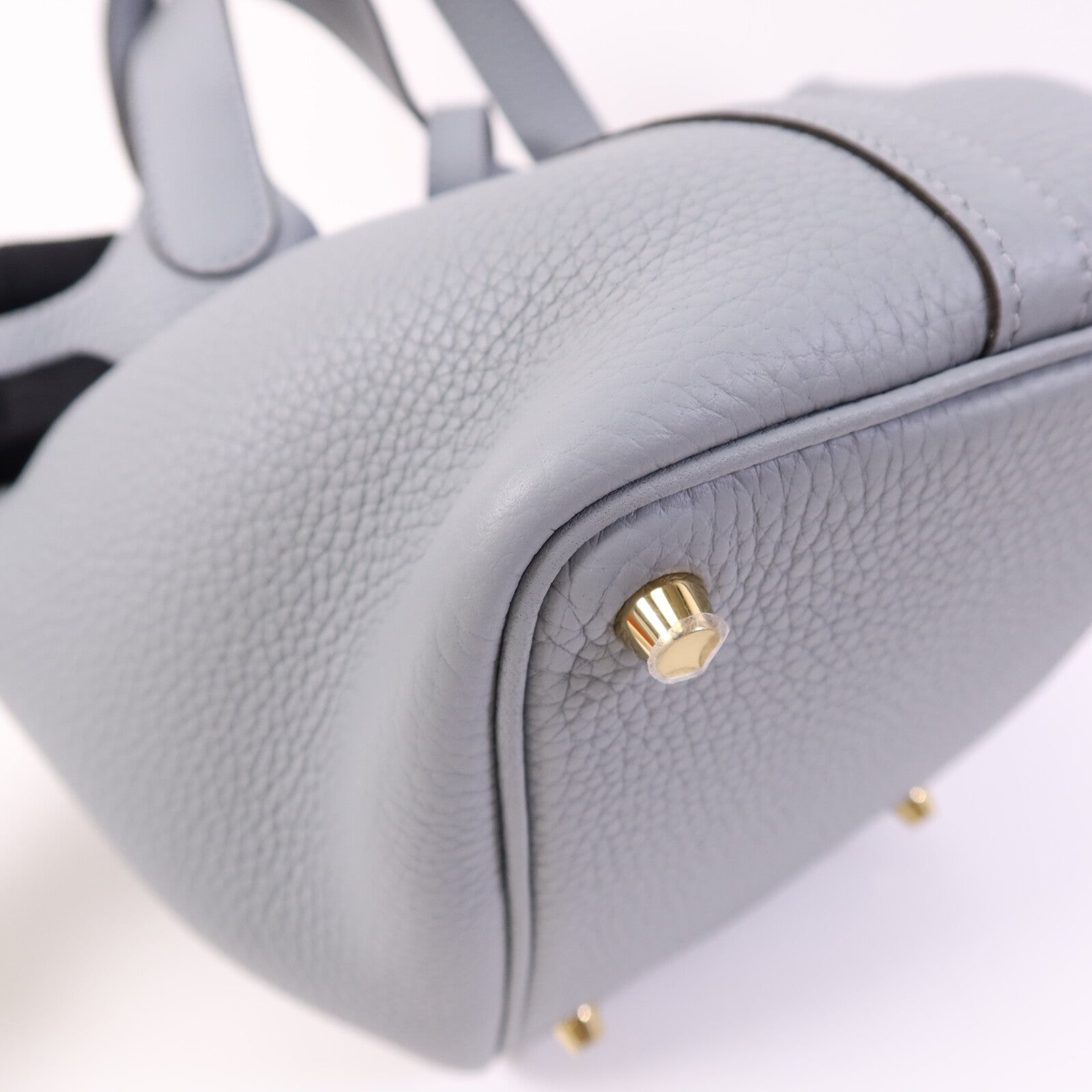 HERMES Clemence皮革Picotin PM銀扣手挽袋Gris Pantin