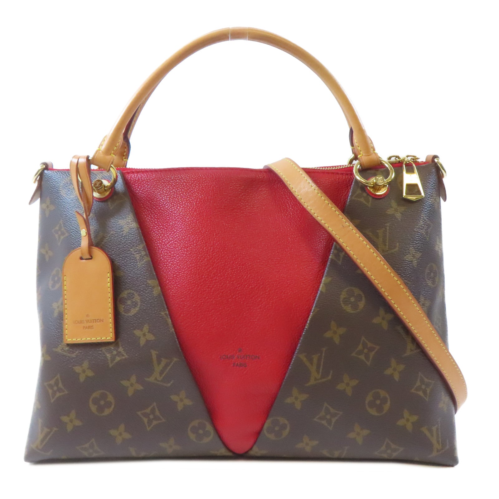 LOUIS VUITTON Monogram V Tote MM金扣手挽肩背兩用袋啡色