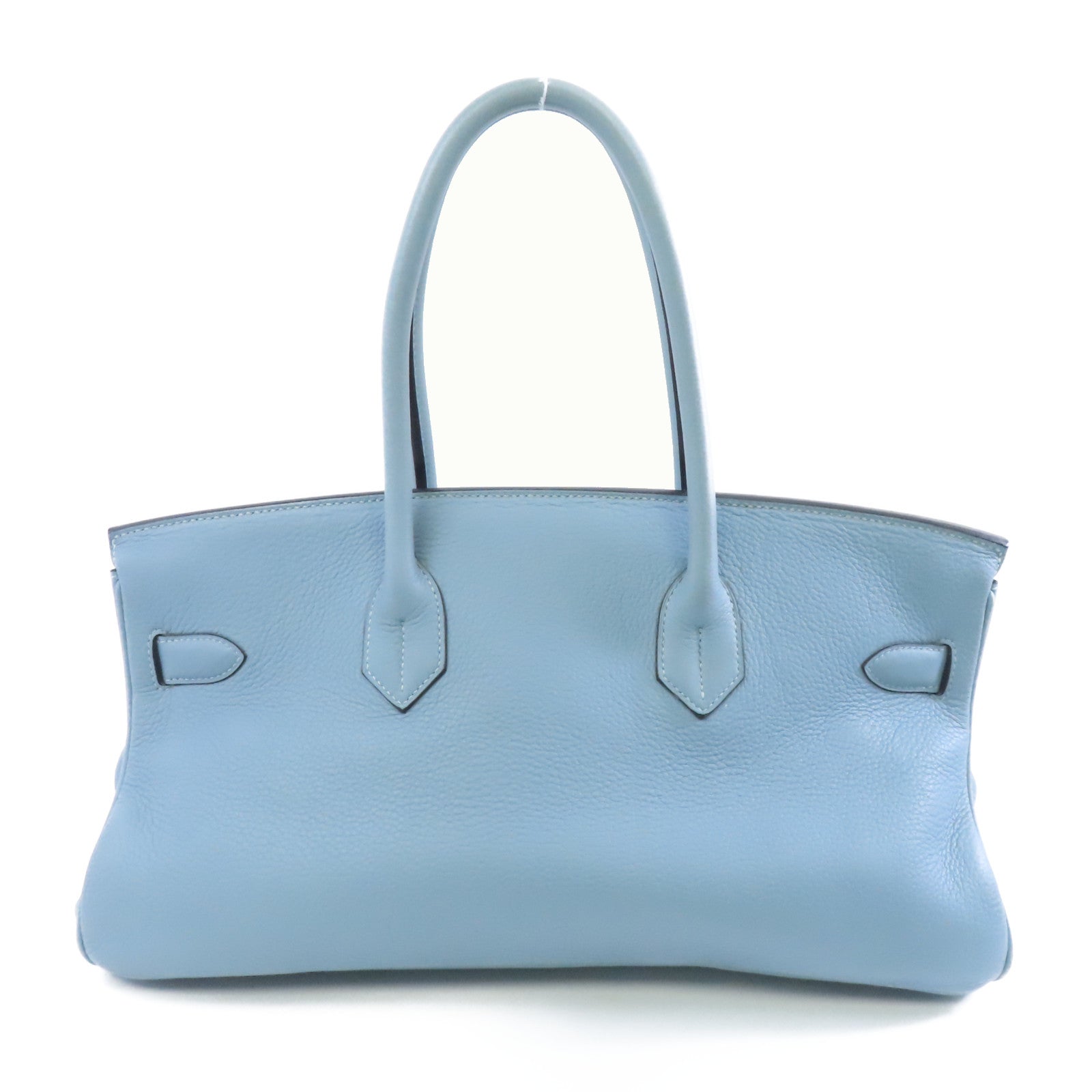 HERMES Clemence皮革Shoulder Birkin銀扣肩背袋淺藍色
