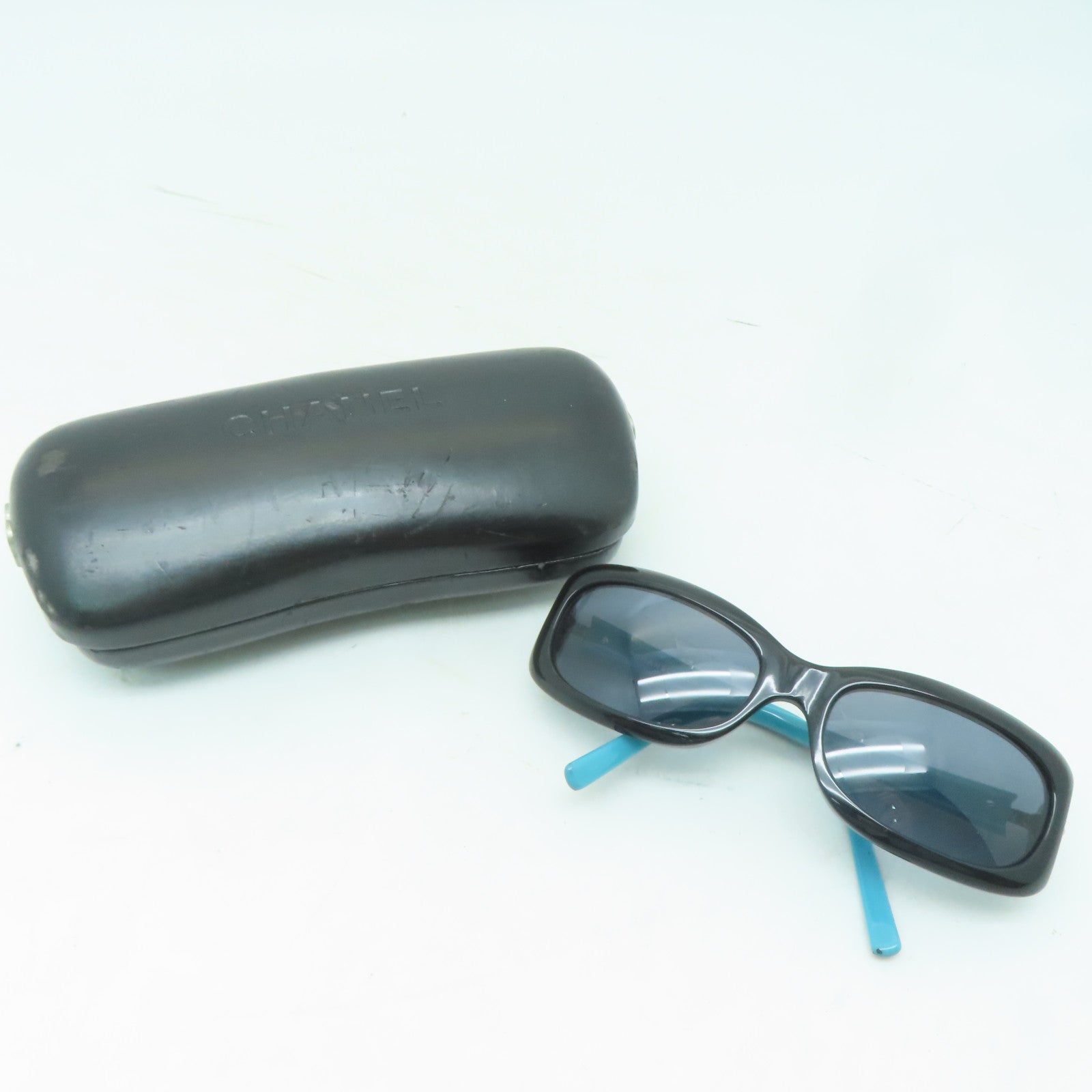 CHANEL 【激減優惠】金屬/PVC Sunglasses太陽眼鏡黑色/綠松石色