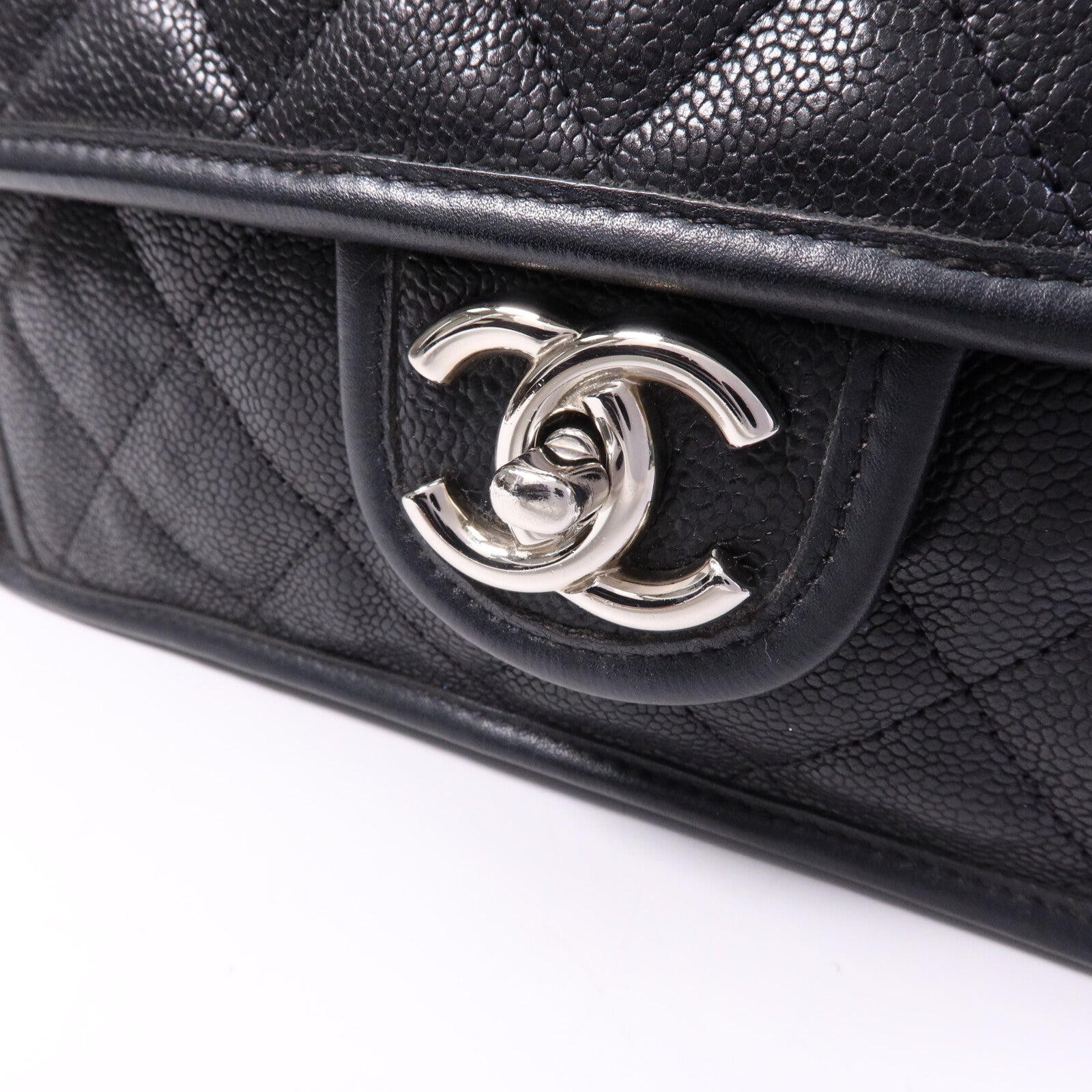 CHANEL 牛皮皮革Chain Shoulder銀扣鏈帶肩背袋