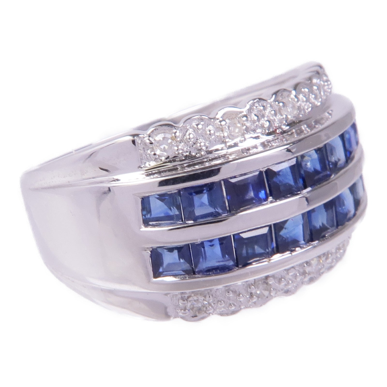 JEWELRY 18K白金Sapphire Diamond Ring藍寶石/鑽石戒指US#6