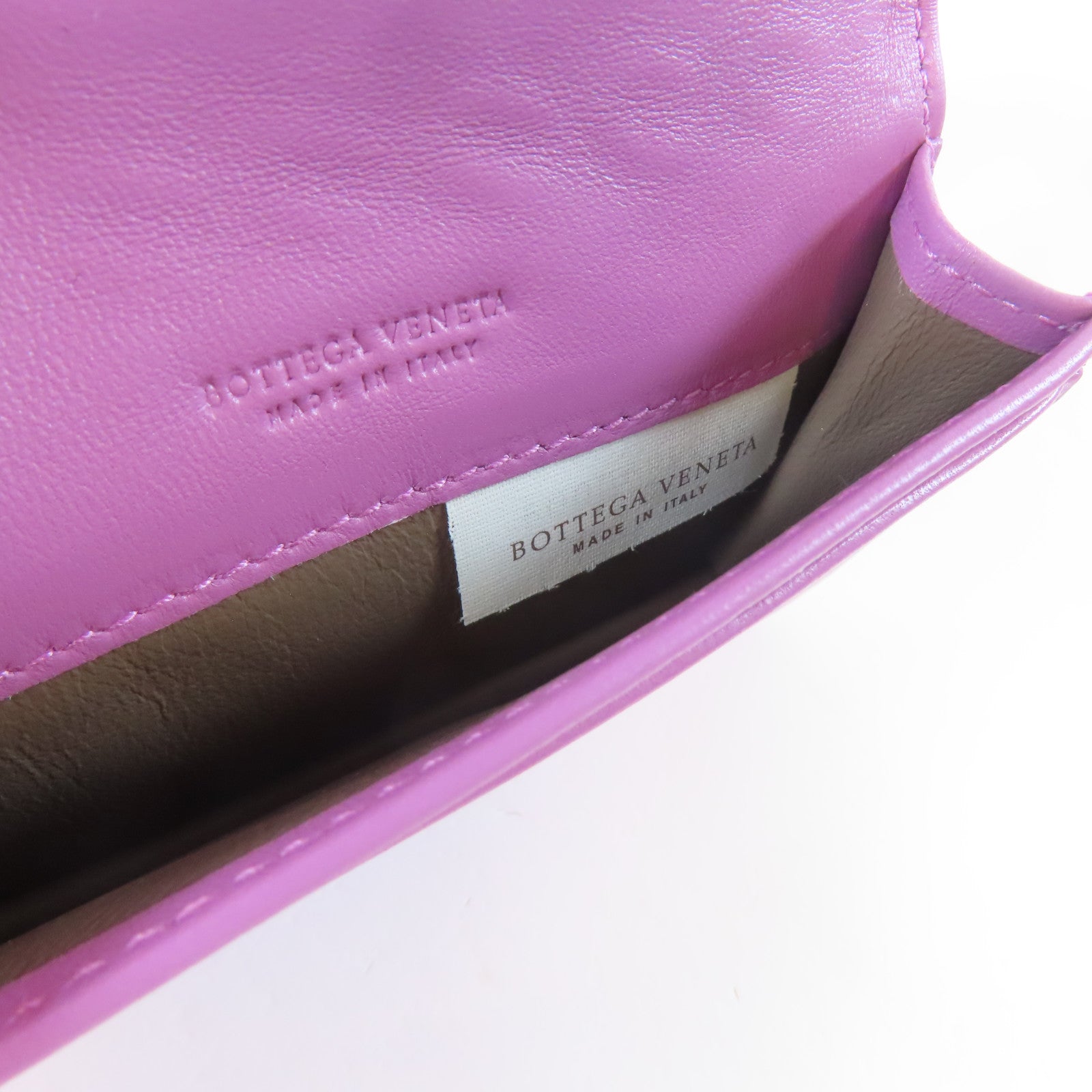 BOTTEGA VENETA 牛皮皮革Card Case黑扣卡片套粉紫色